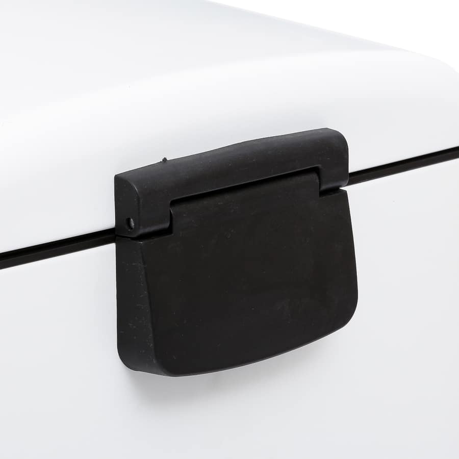 Poubelle rectangulaire à pédale métal 30L, Blanc