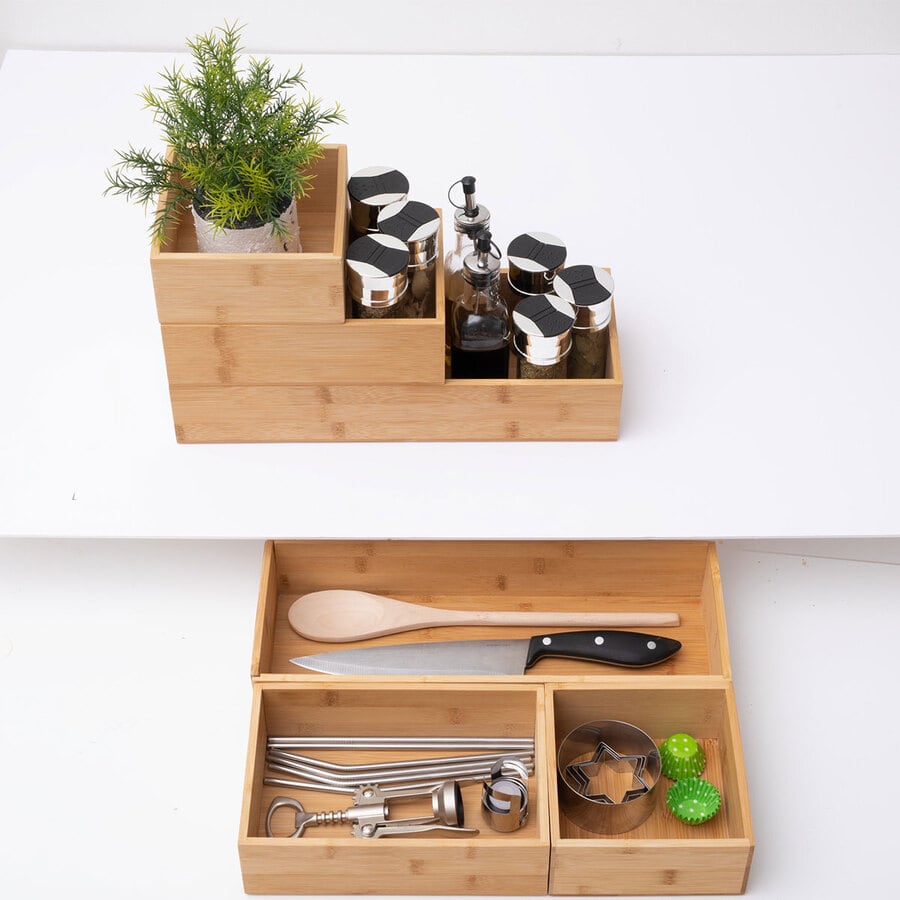 Organiseurs empilables Bambou lot de 3