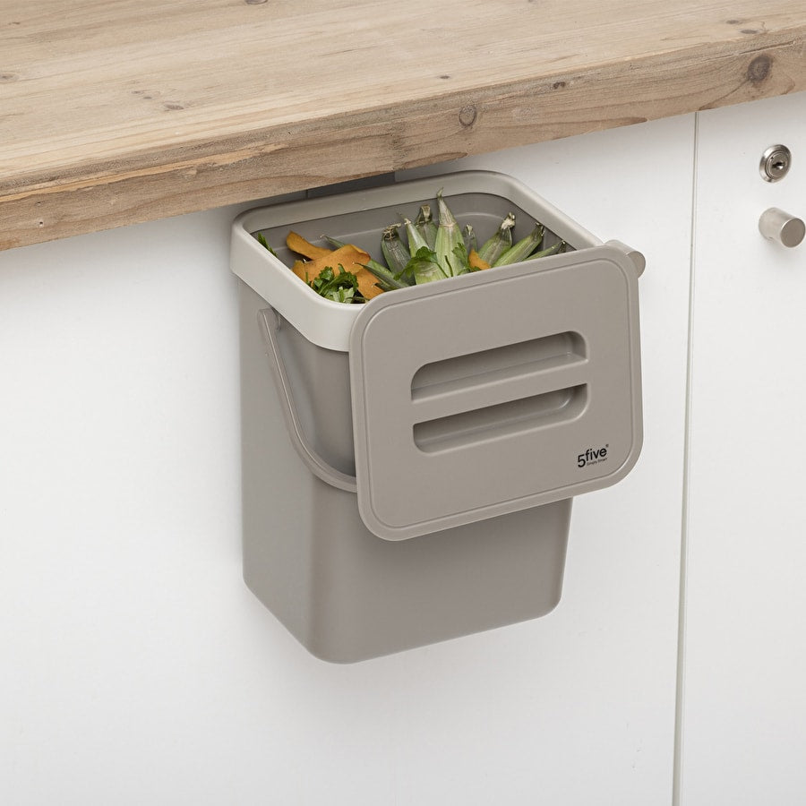 Poubelle compost plastique 5L, Taupe