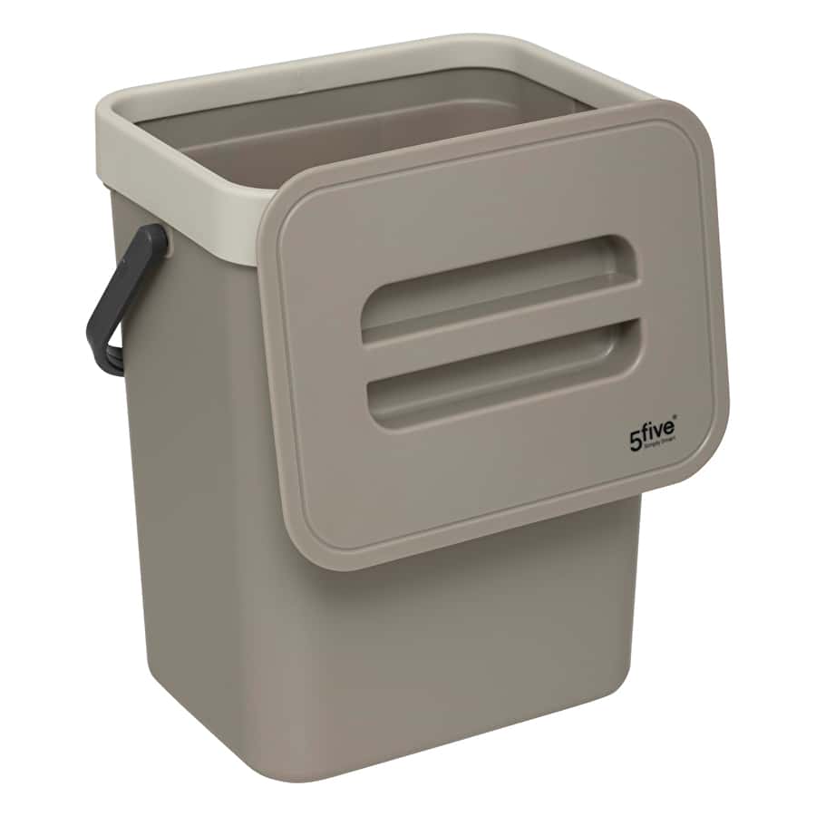 Poubelle compost plastique 5L, Taupe