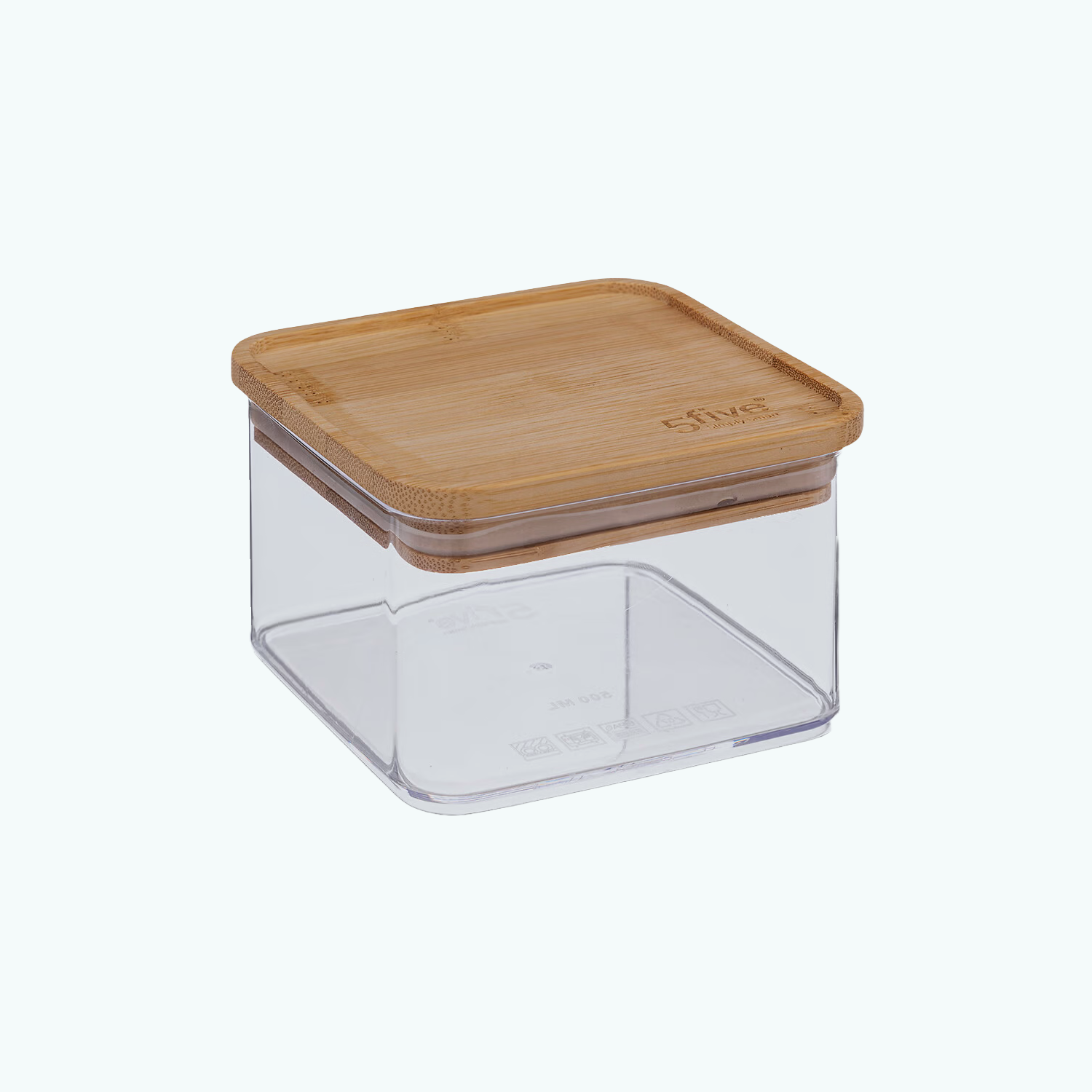 Boîte de conservation carrée couvercle bambou, 0,5L