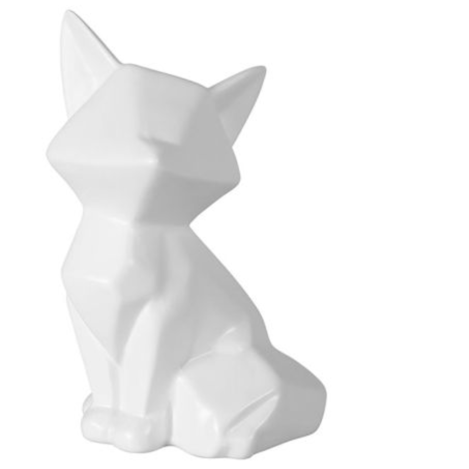 Statuette en céramique représentant un renard blanc, ajoutant originalité et charme à la décoration intérieure.