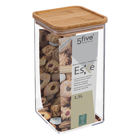 Boîte de conservation carrée couvercle bambou, 1,5L