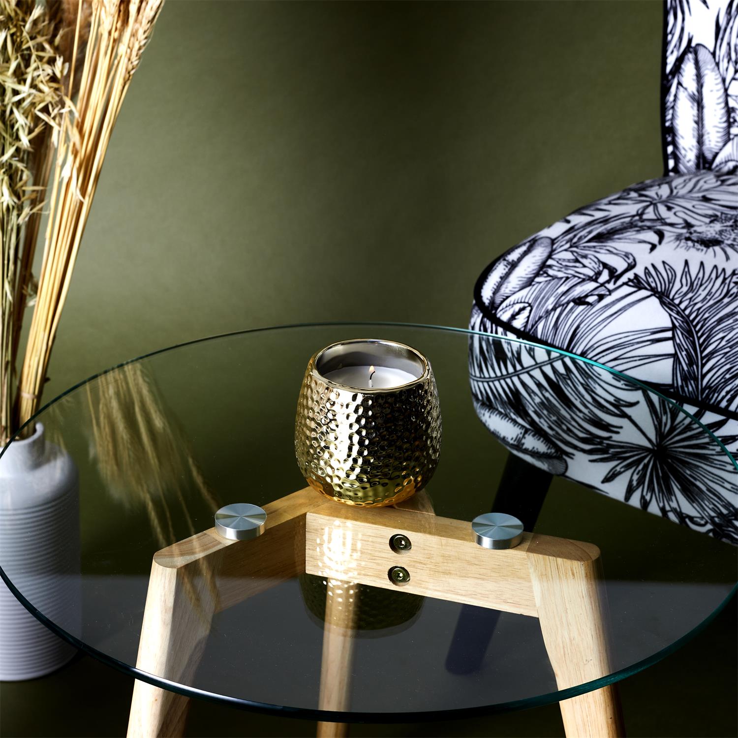 Bougie parfumée martelée dorée h9cm