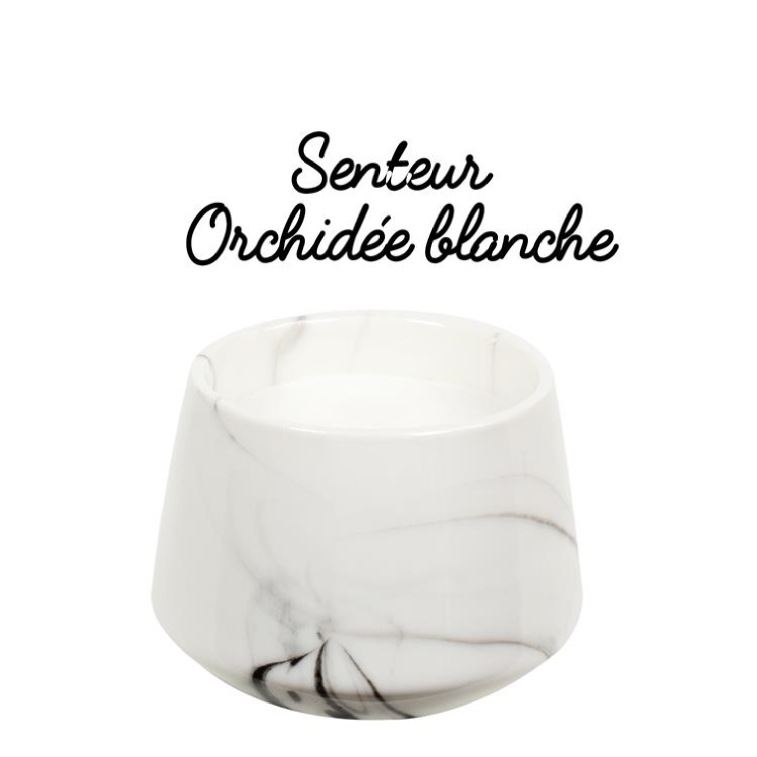 Bougie parfumée marbrée h6.5cm Blanc