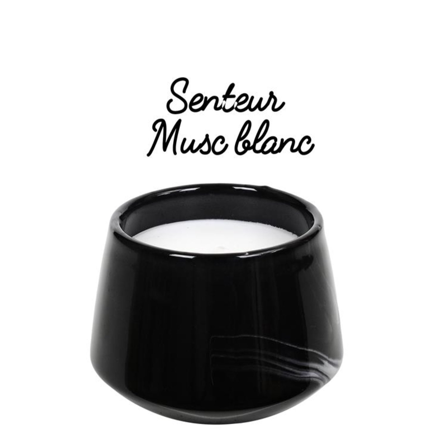 Bougie parfumée marbrée h6.5cm Noir