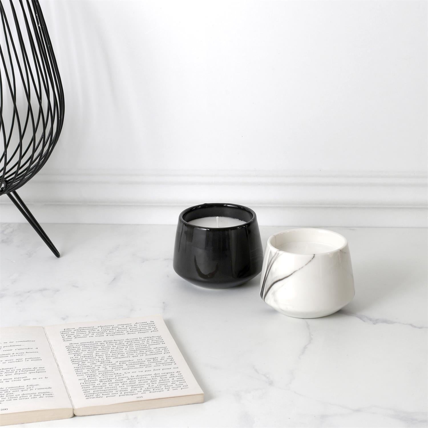 Bougie parfumée marbrée h6.5cm Blanc