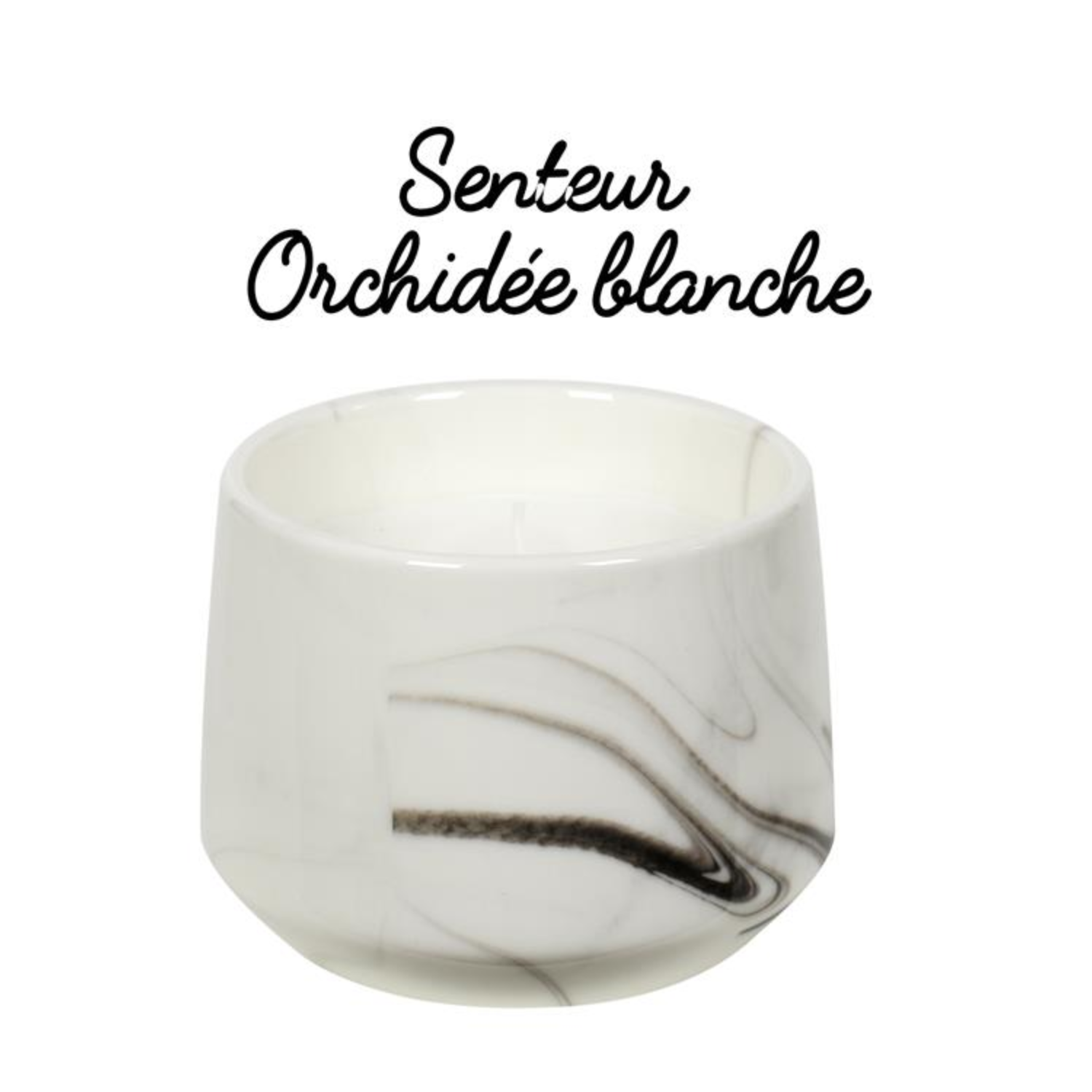 Bougie parfumée marbrée h8.5cm Blanc