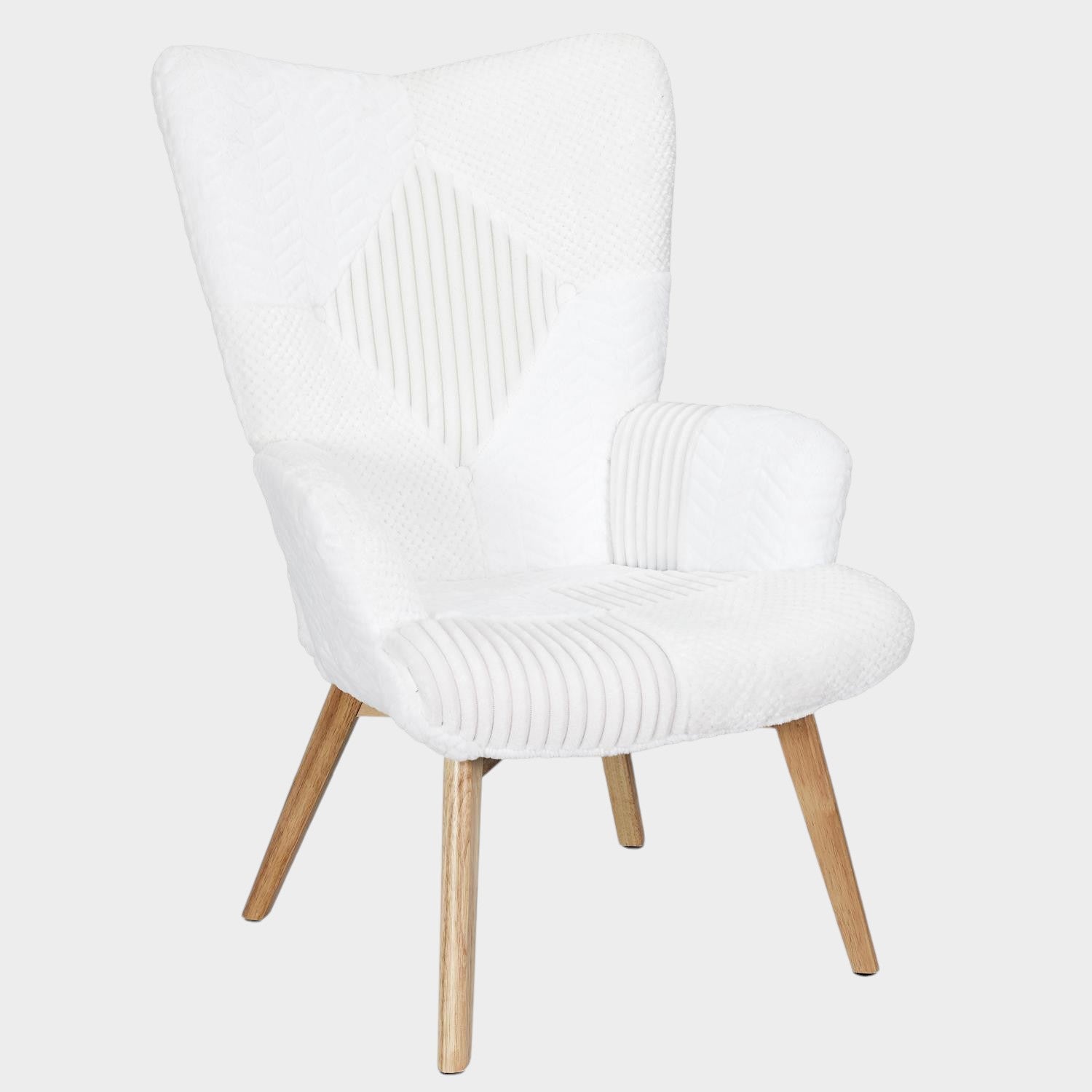 Fauteuil Helsinki patchwork blanc