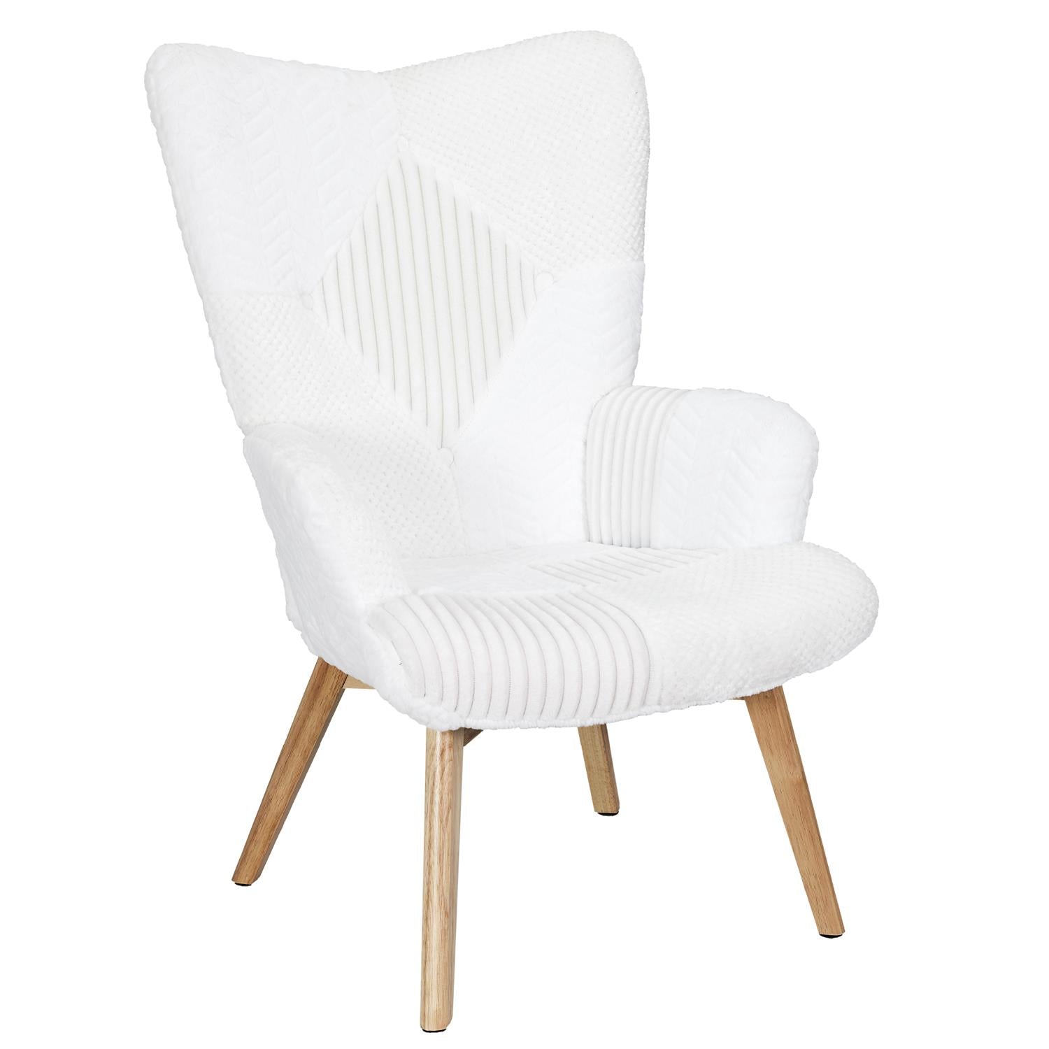 Fauteuil Helsinki patchwork blanc