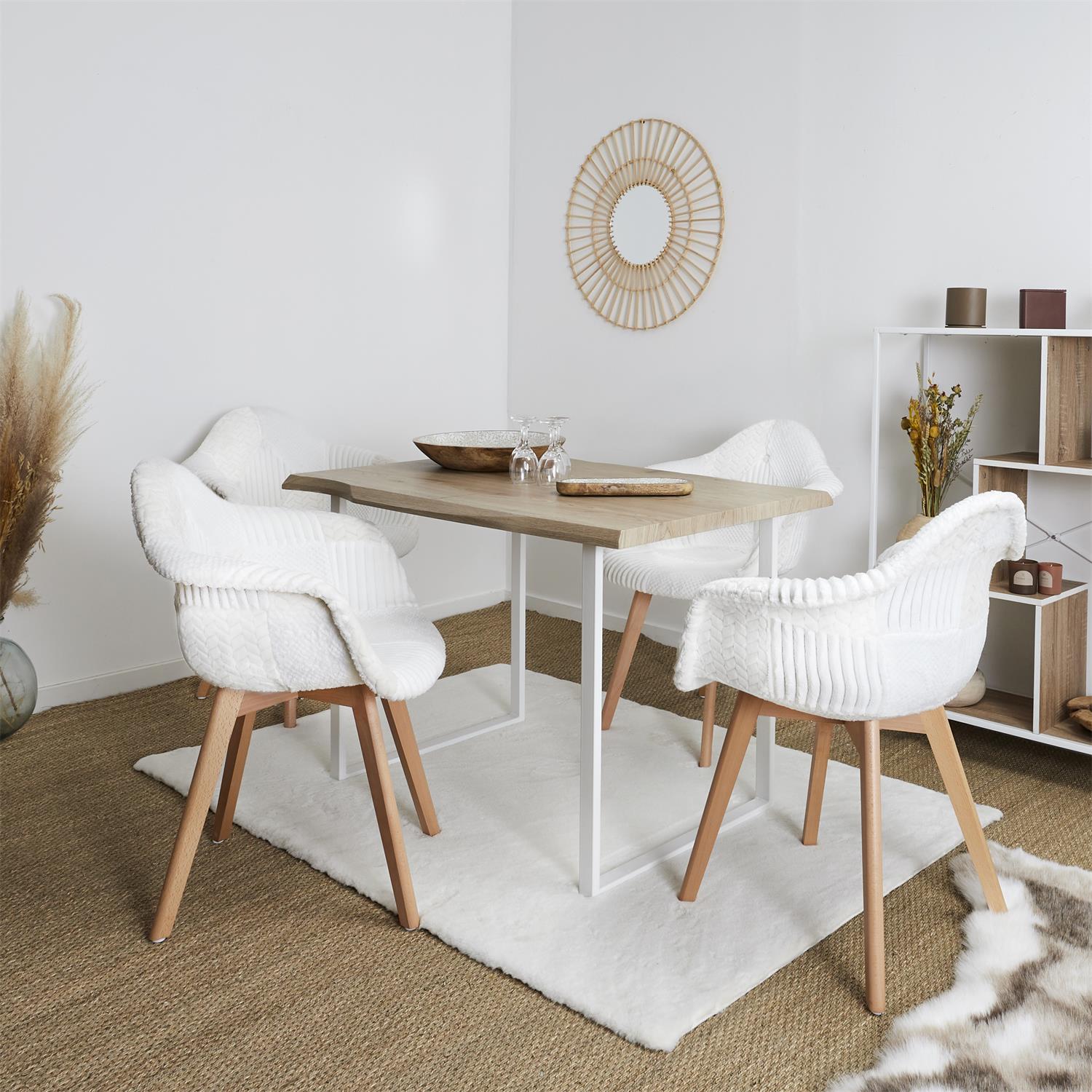 Fauteuil scandinave patchwork blanc
