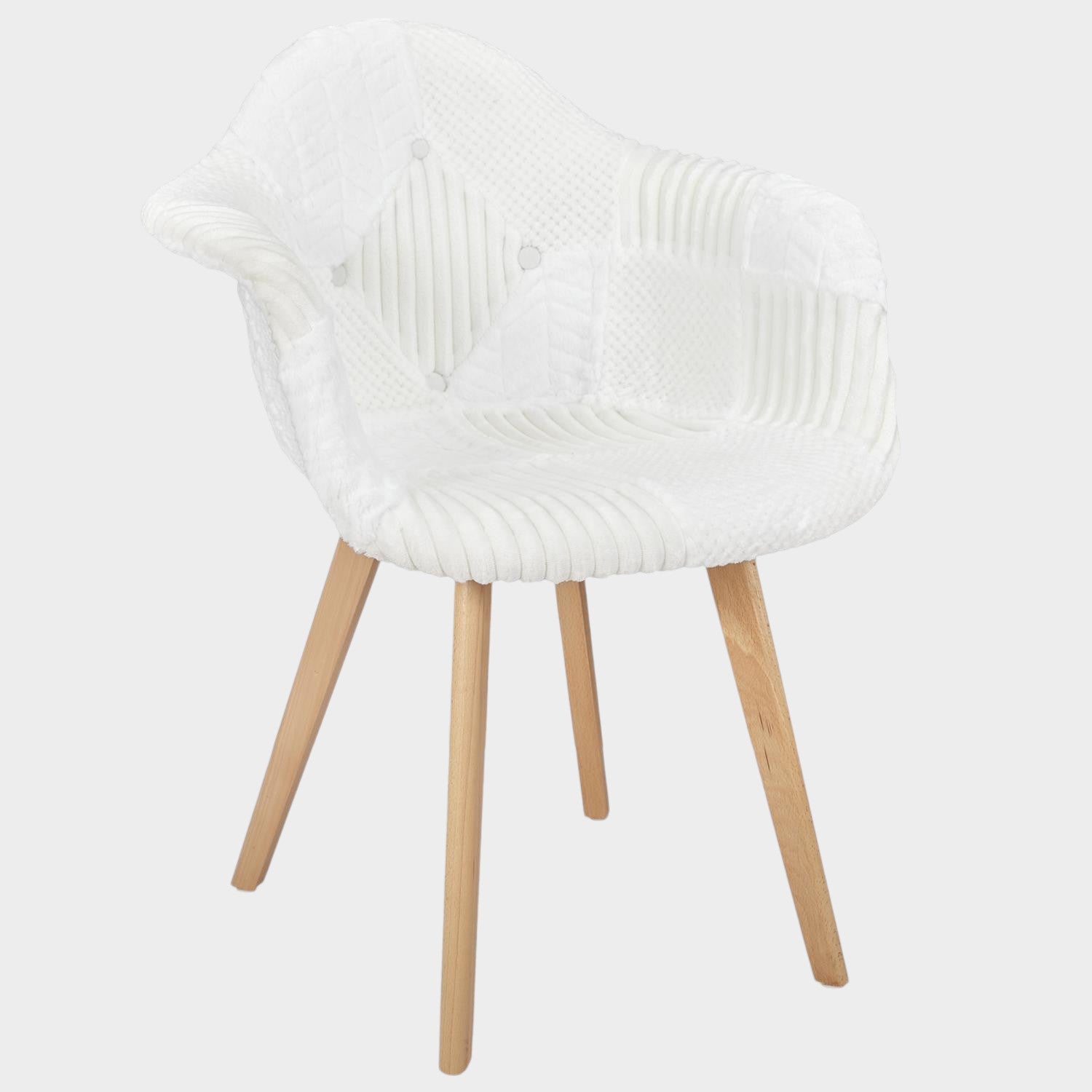 Fauteuil scandinave patchwork blanc