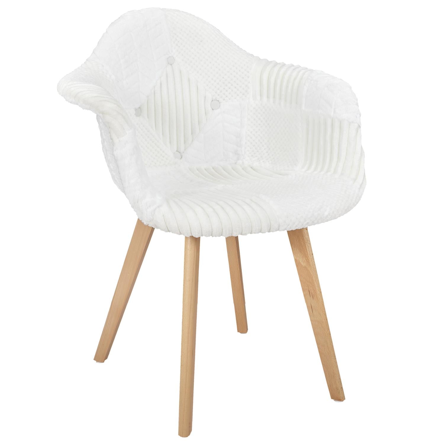 Fauteuil scandinave patchwork blanc