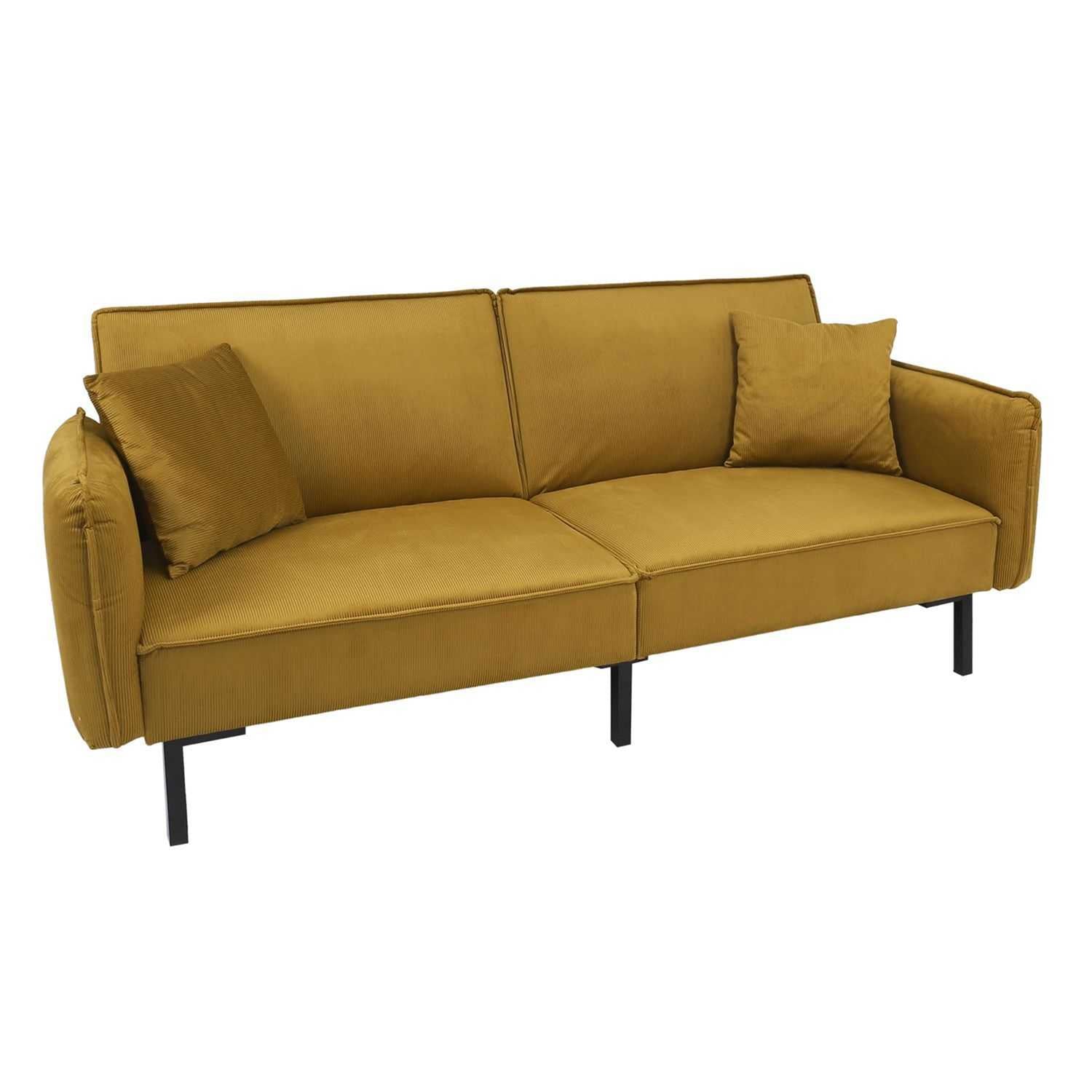 Canape convertible velours Giulia jaune