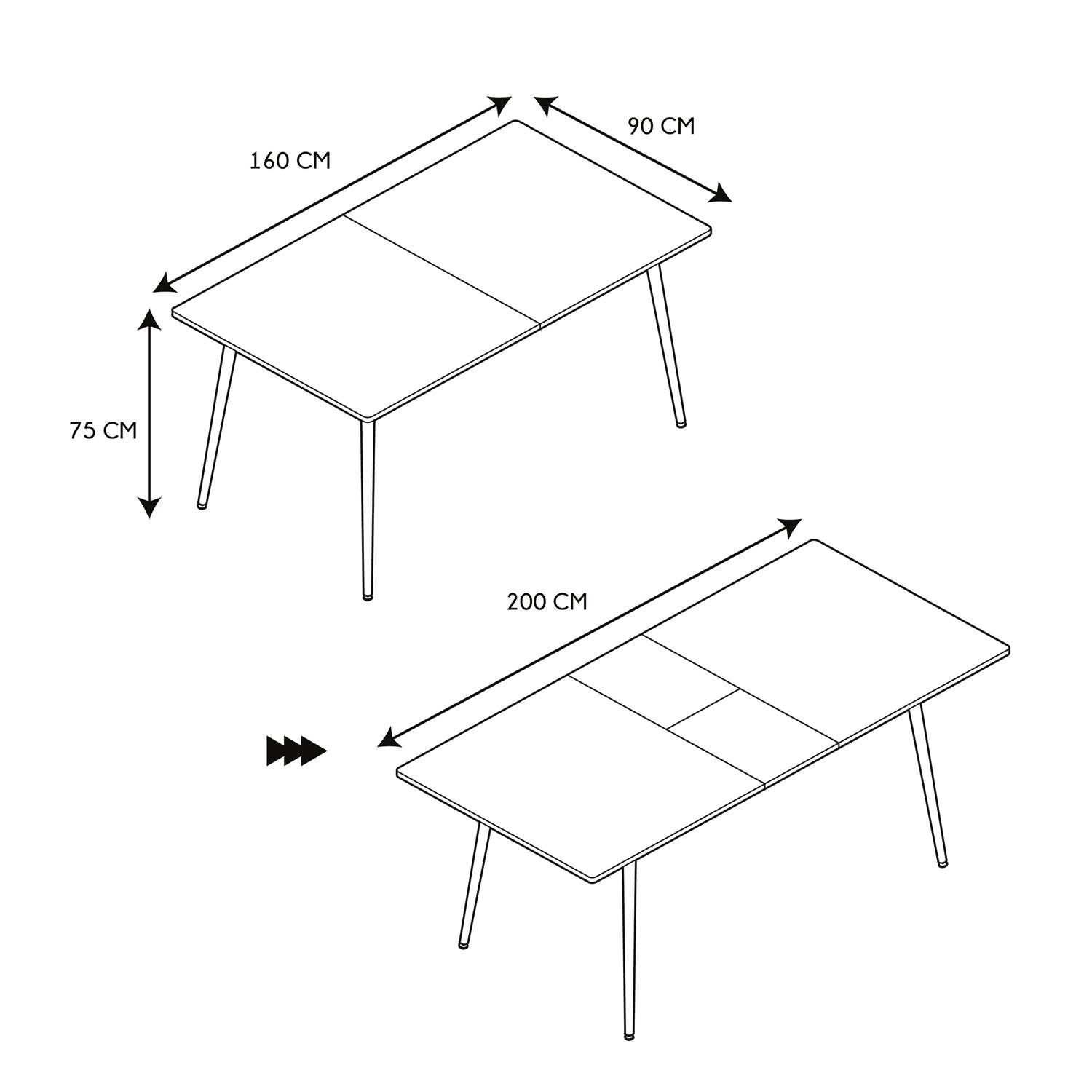 Table de repas extensible 160 200cm Paxton