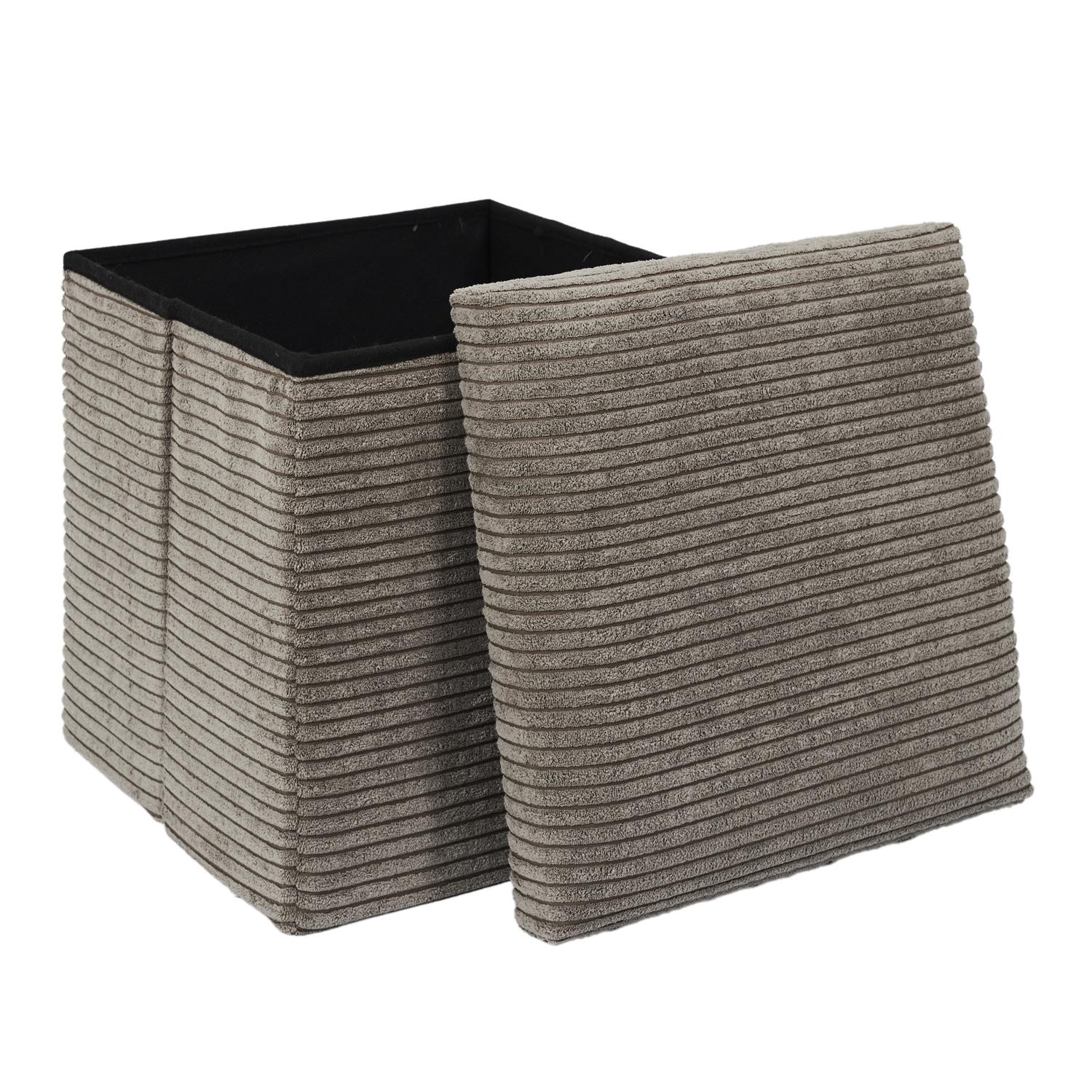 Coffre pouf pliable côtelé Scott taupe