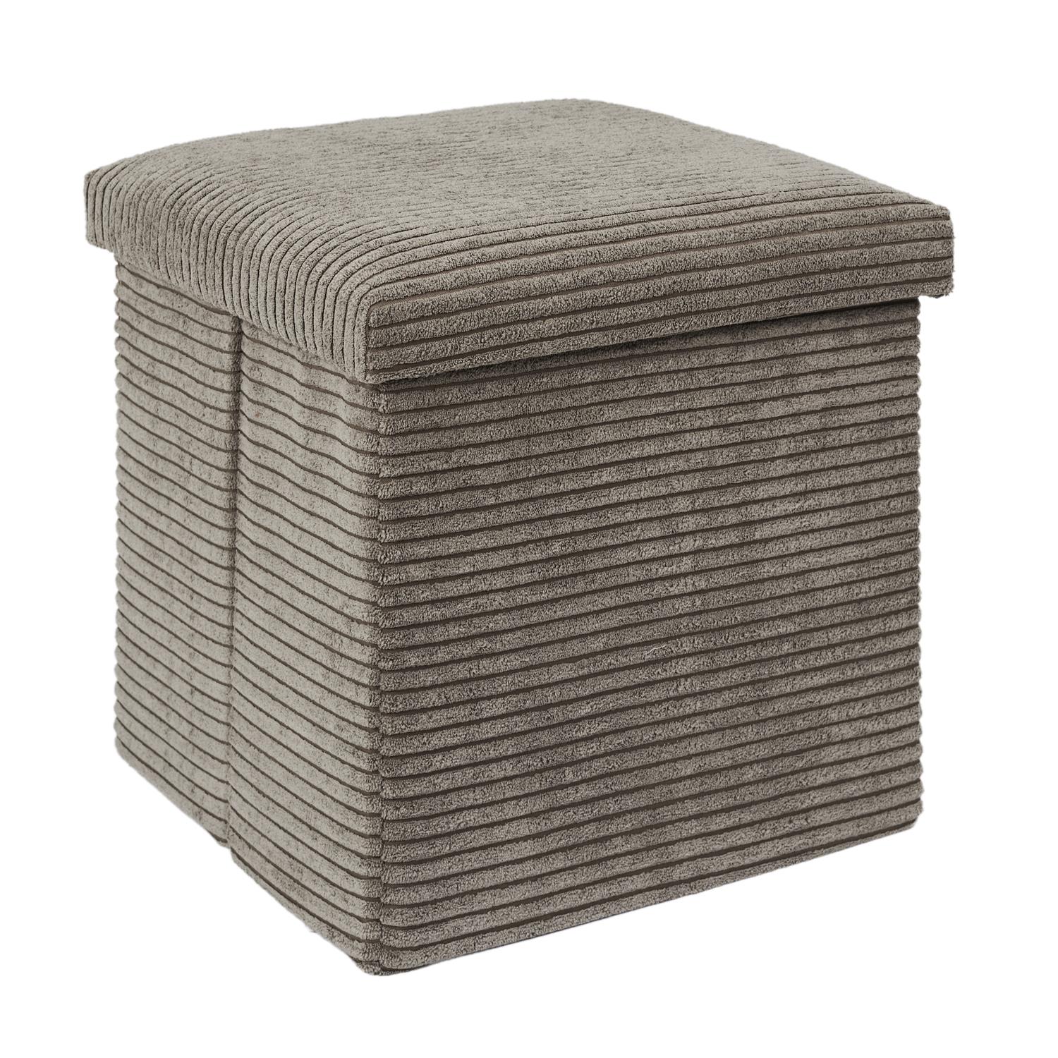 Coffre pouf pliable côtelé Scott taupe