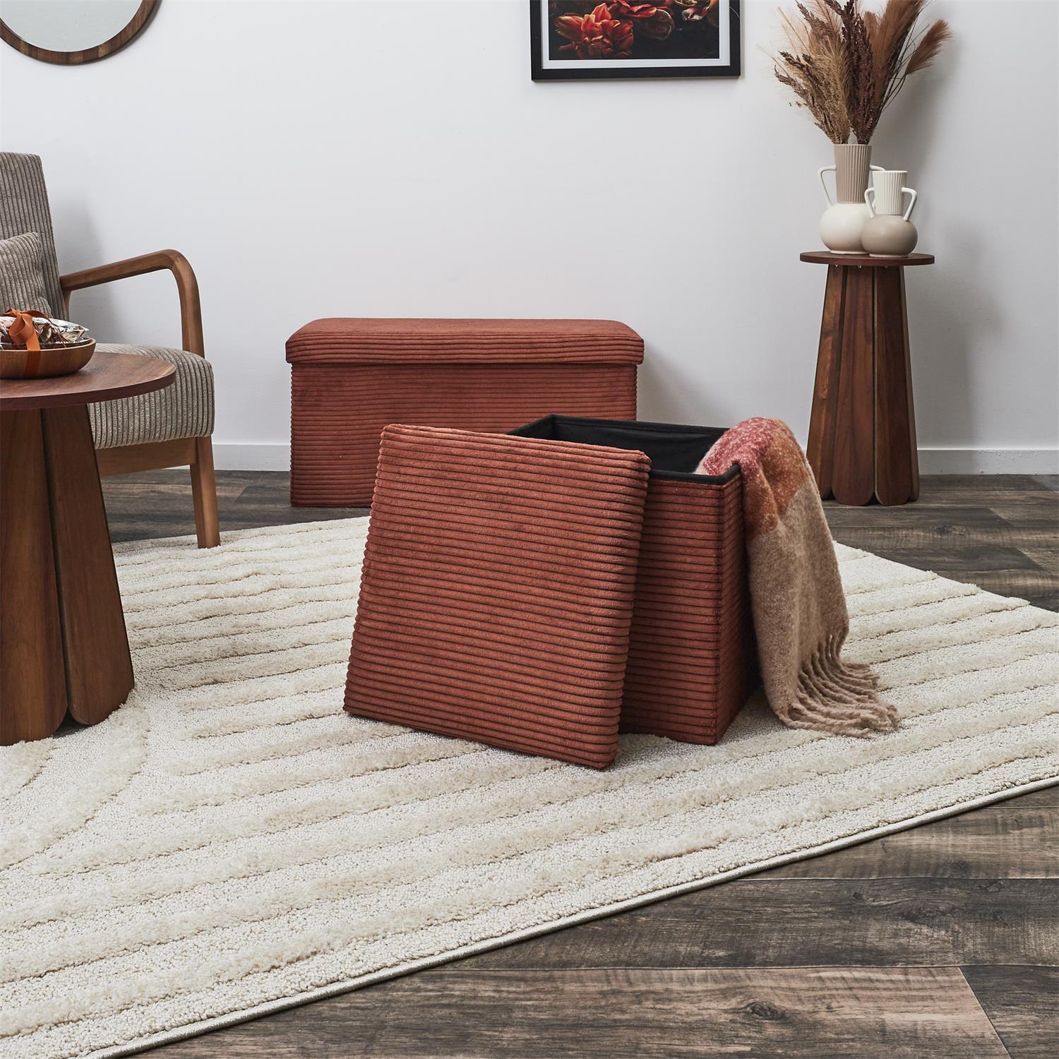 Coffre pouf pliable côtelé Scott terra