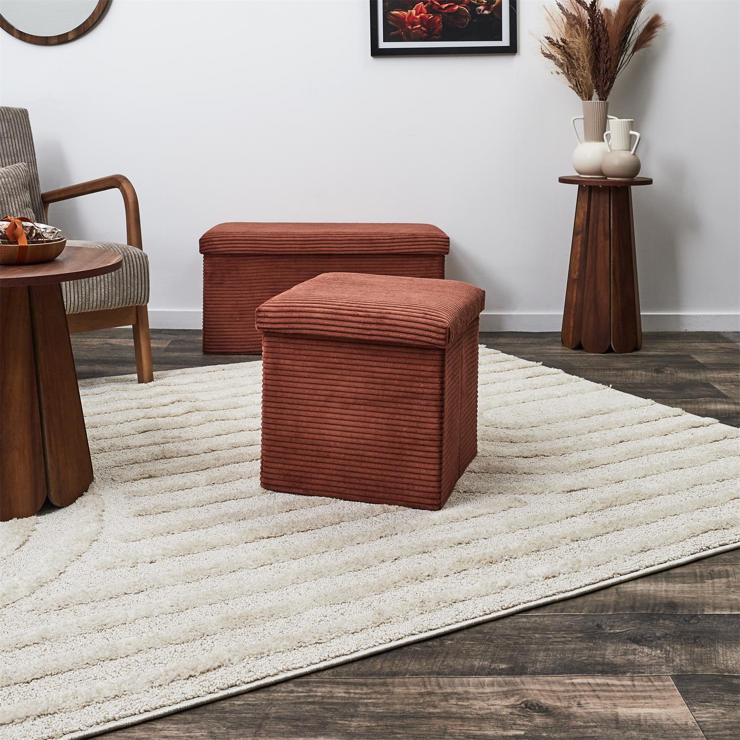 Coffre pouf pliable côtelé Scott terra
