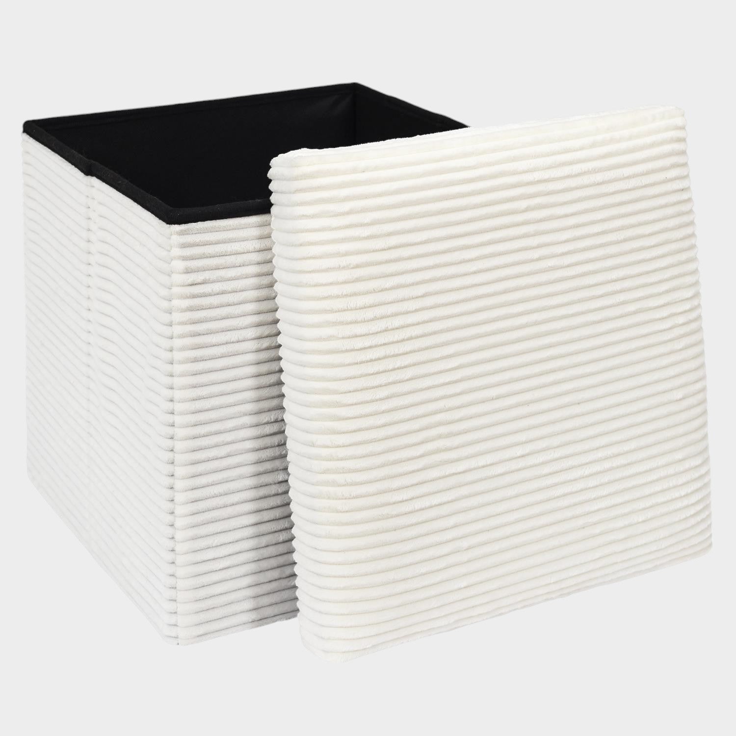 Coffre pouf pliable côtelé Scott beige