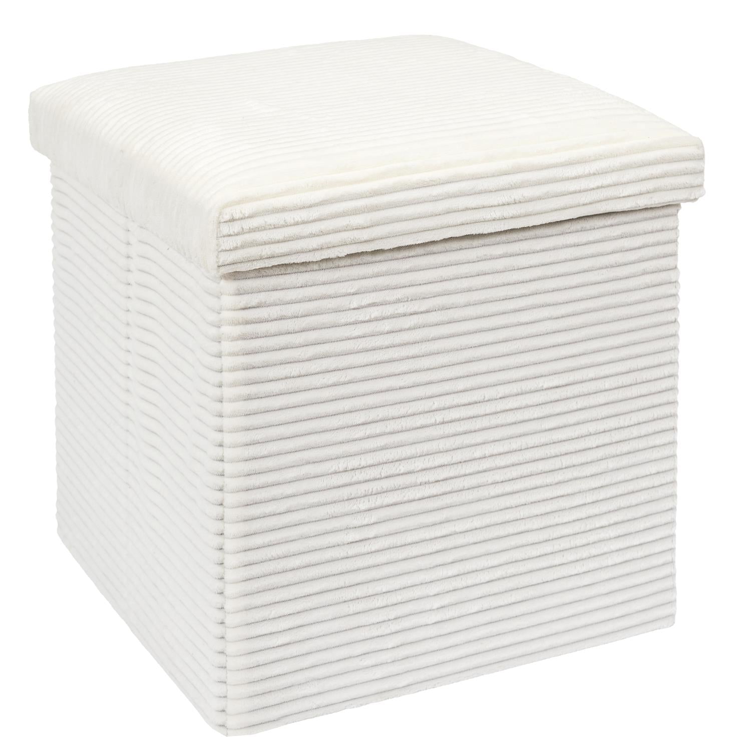 Coffre pouf pliable côtelé Scott beige
