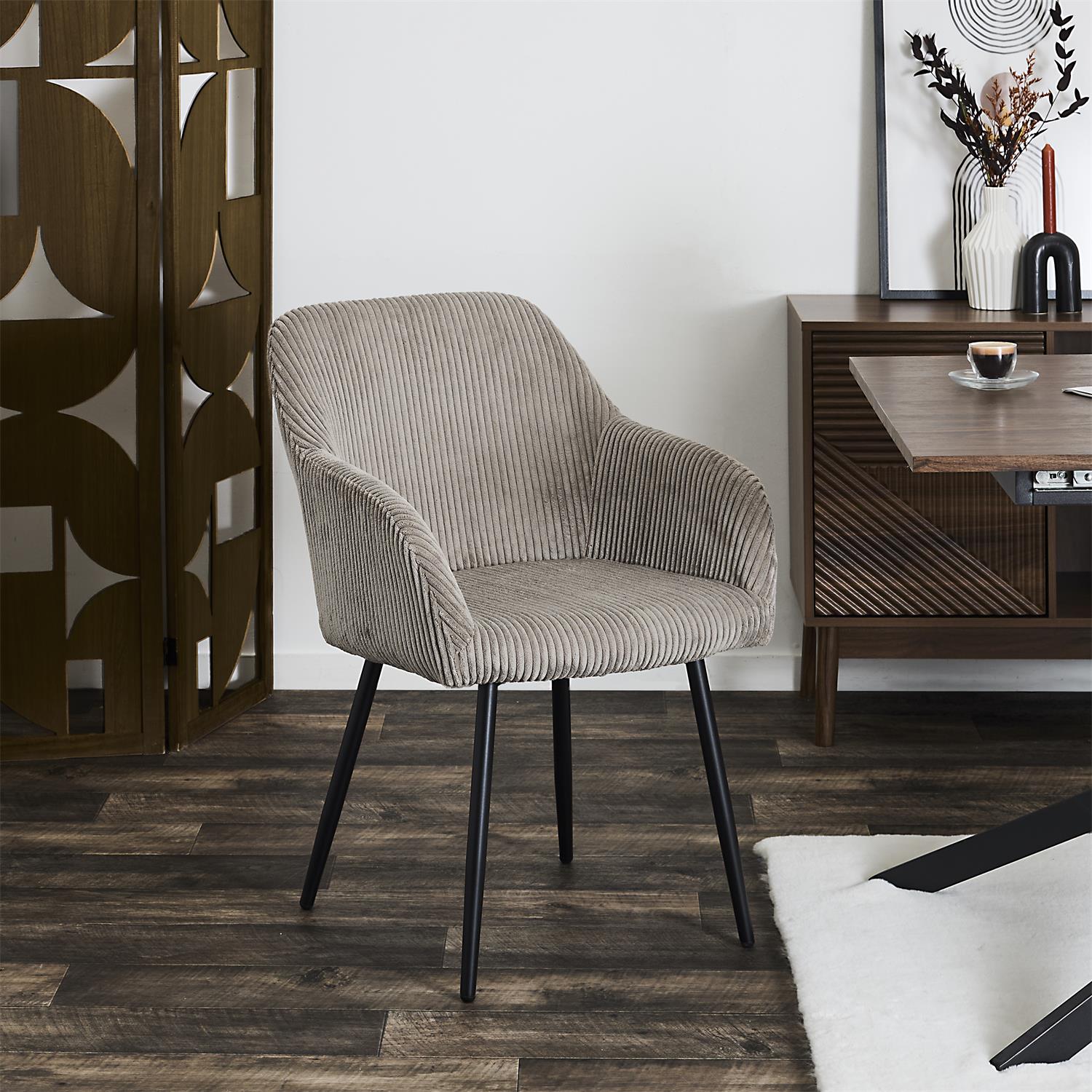 Fauteuil côtelé SCOTT Taupe