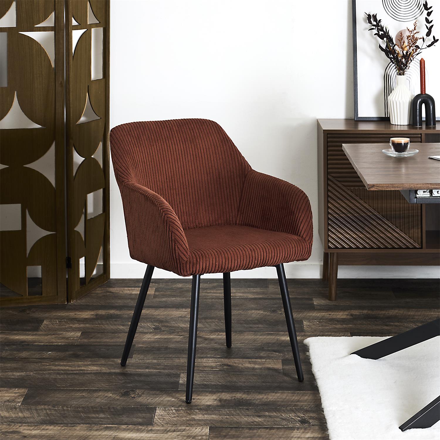 Fauteuil côtelé SCOTT Terracotta