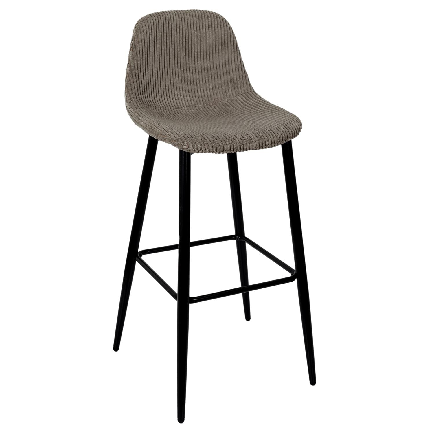 Chaise de bar côtelé Scott taupe