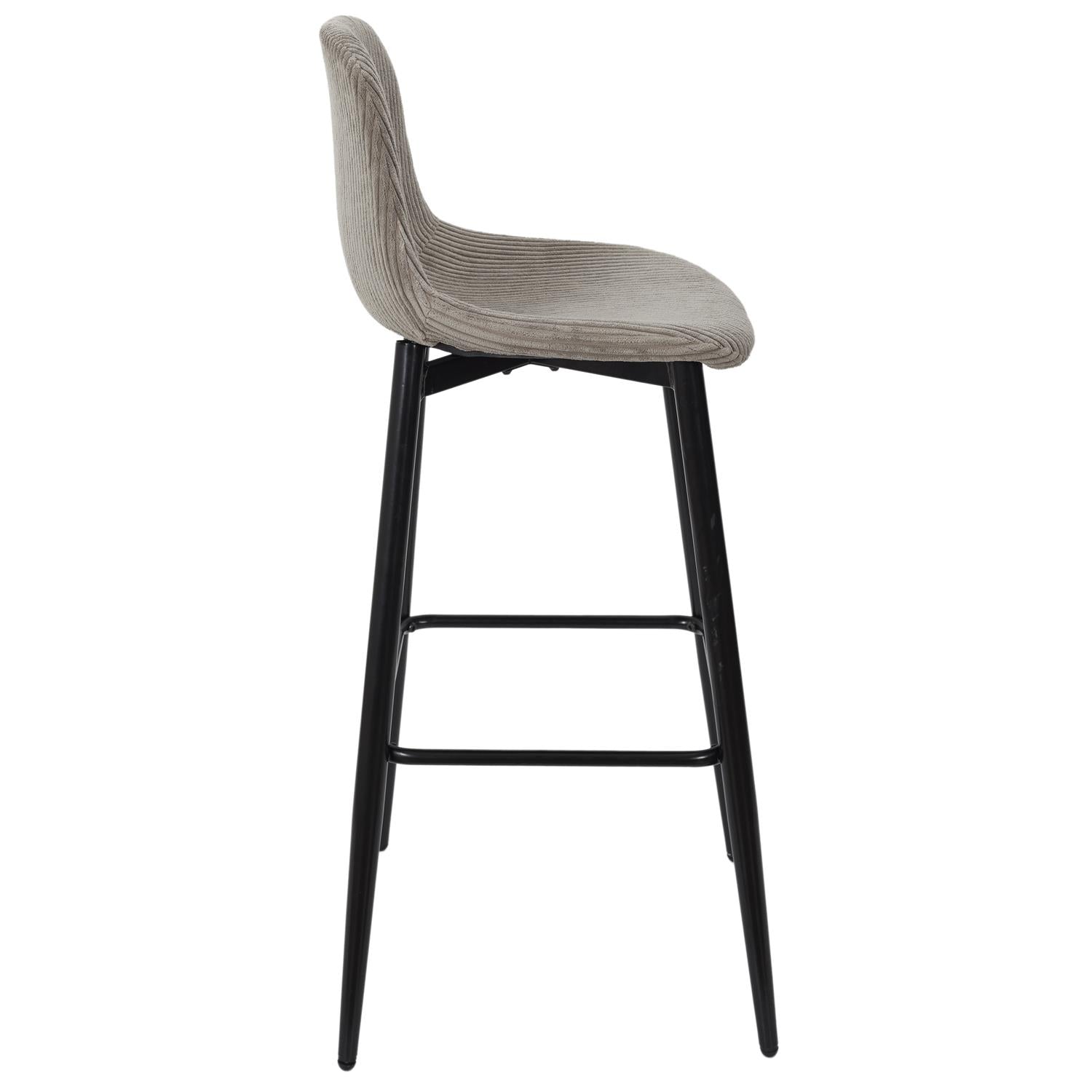 Chaise de bar côtelé Scott taupe