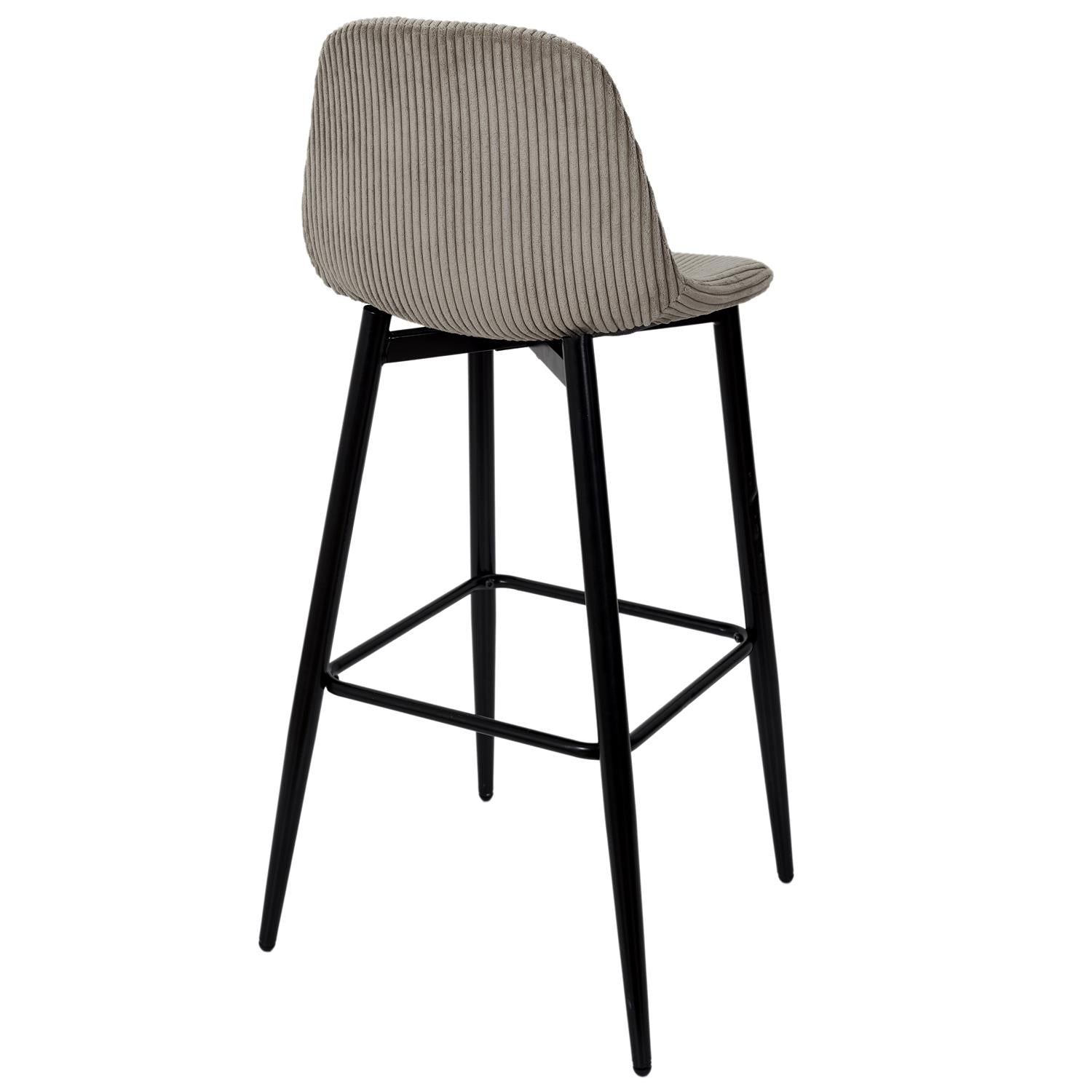 Chaise de bar côtelé Scott taupe