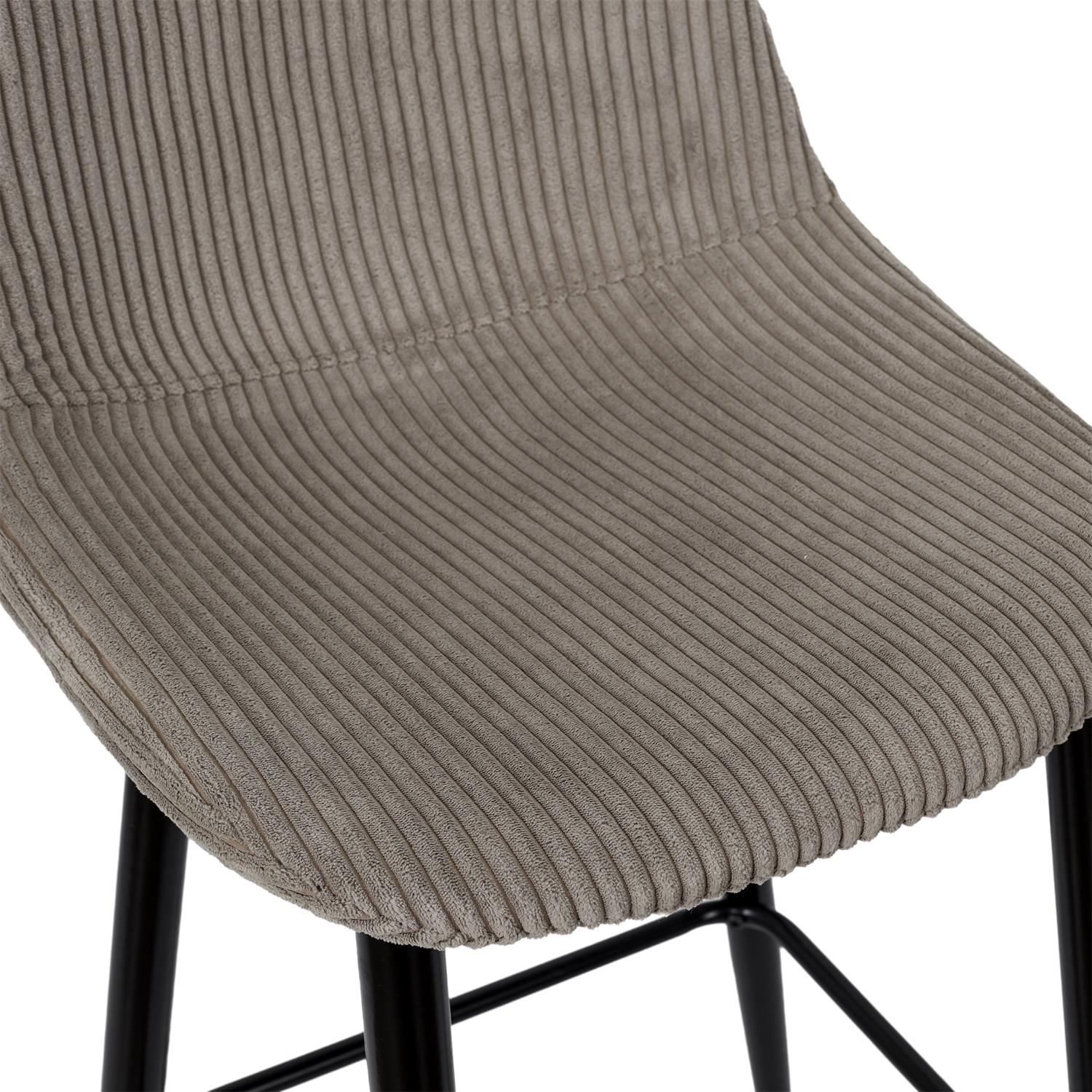 Chaise de bar côtelé Scott taupe