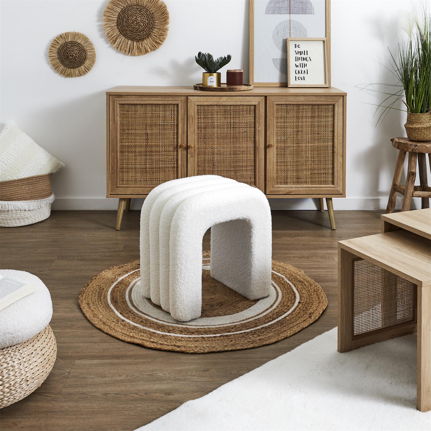 Pouf Arc bouclette blanc