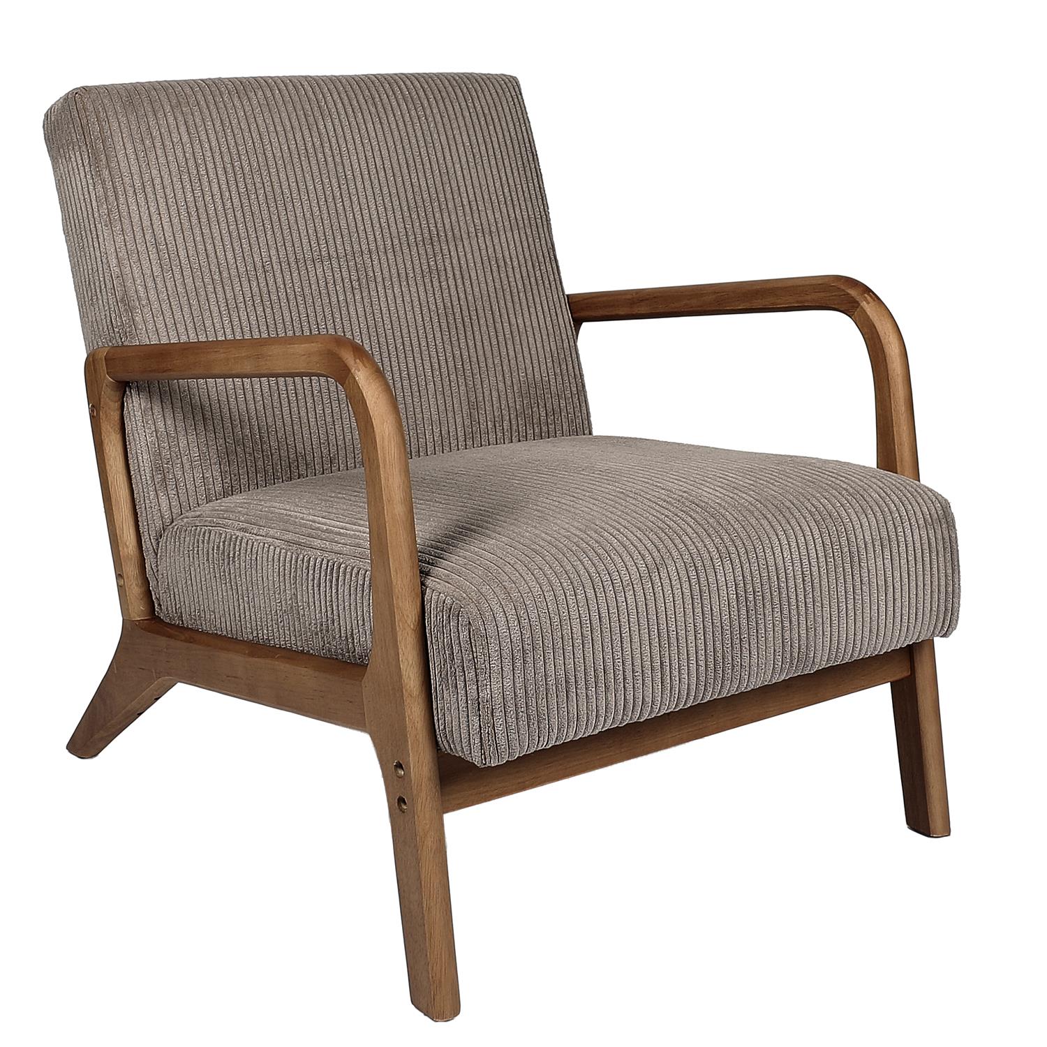 Fauteuil salon côtelé Scott Taupe