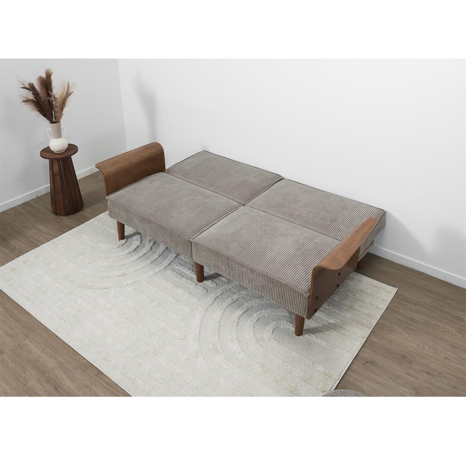 Canapé convertible côtelé et bois Scott