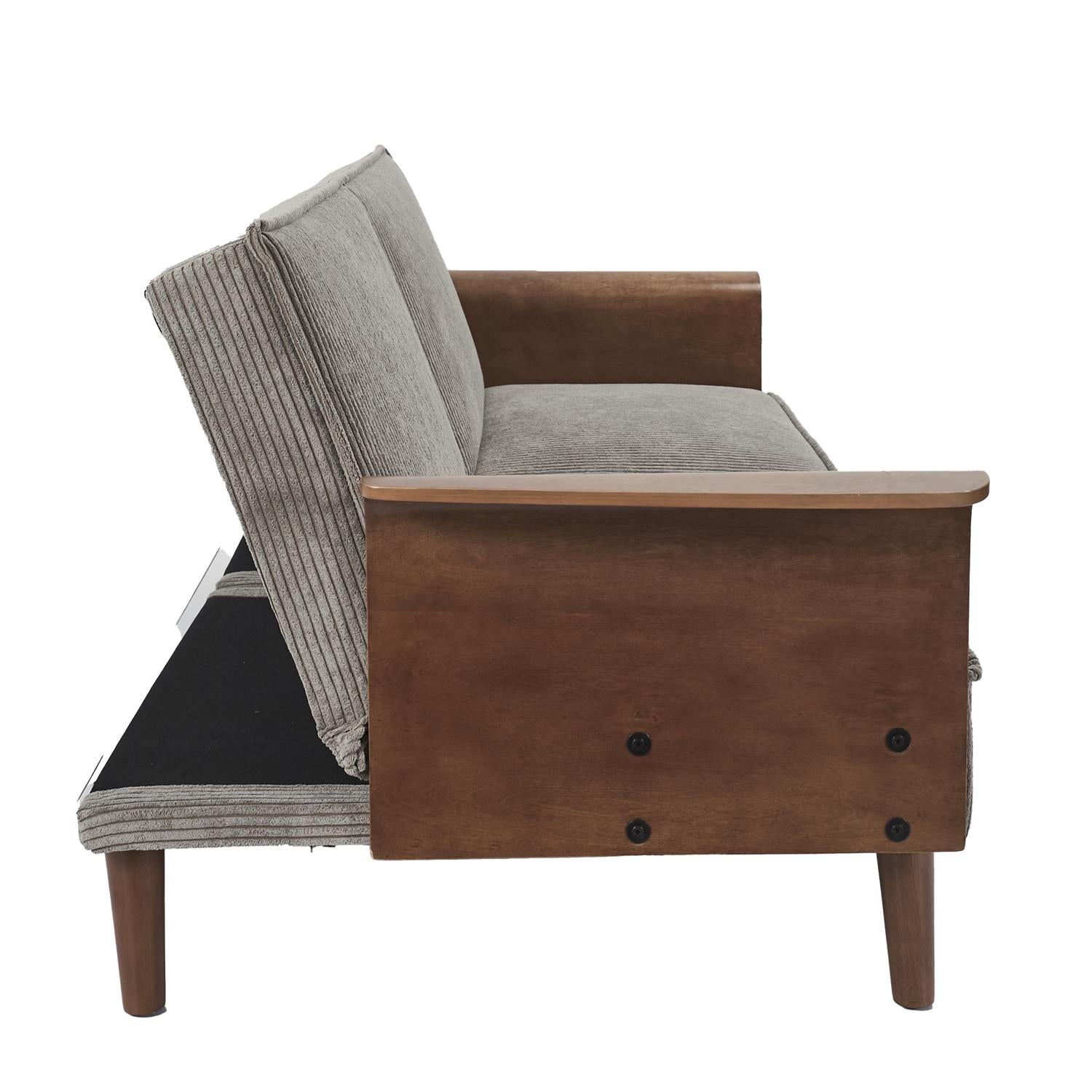 Canapé convertible côtelé et bois Scott