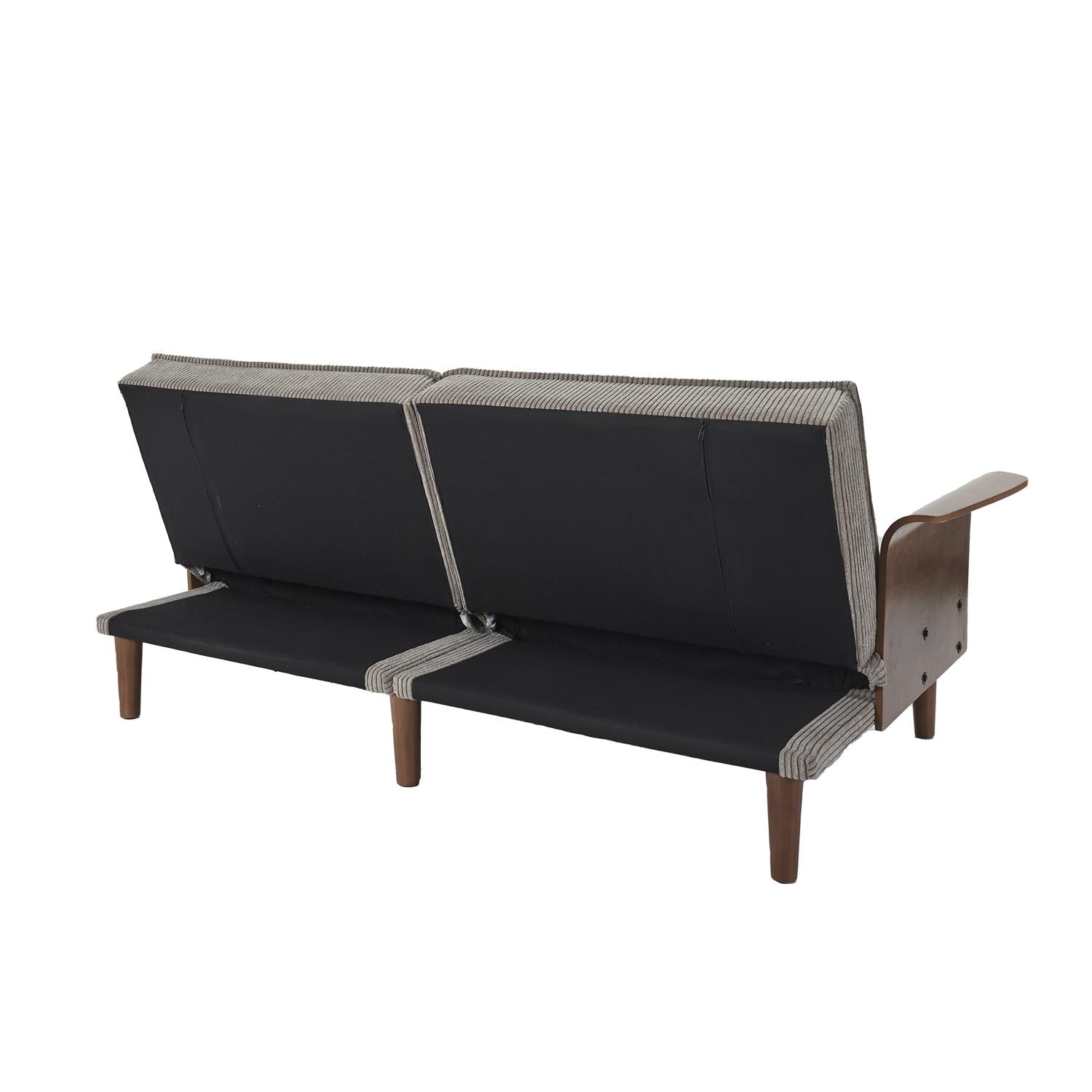 Canapé convertible côtelé et bois Scott