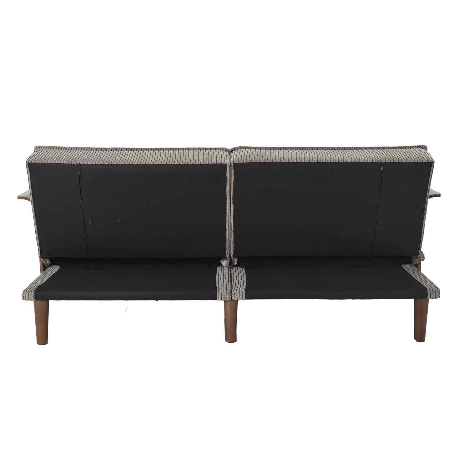 Canapé convertible côtelé et bois Scott