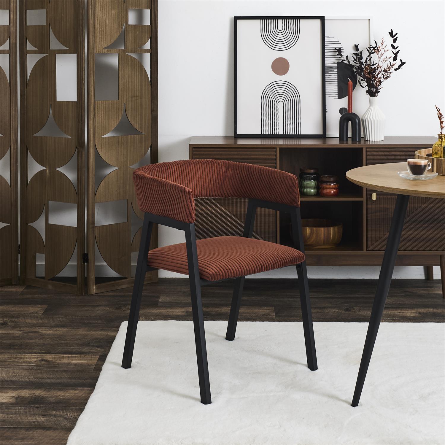 Fauteuil design côtelé Scott Terracotta