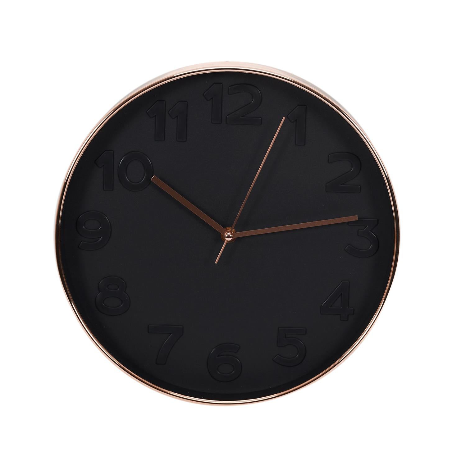 Horloge ronde 30.5cm noire cuivrée