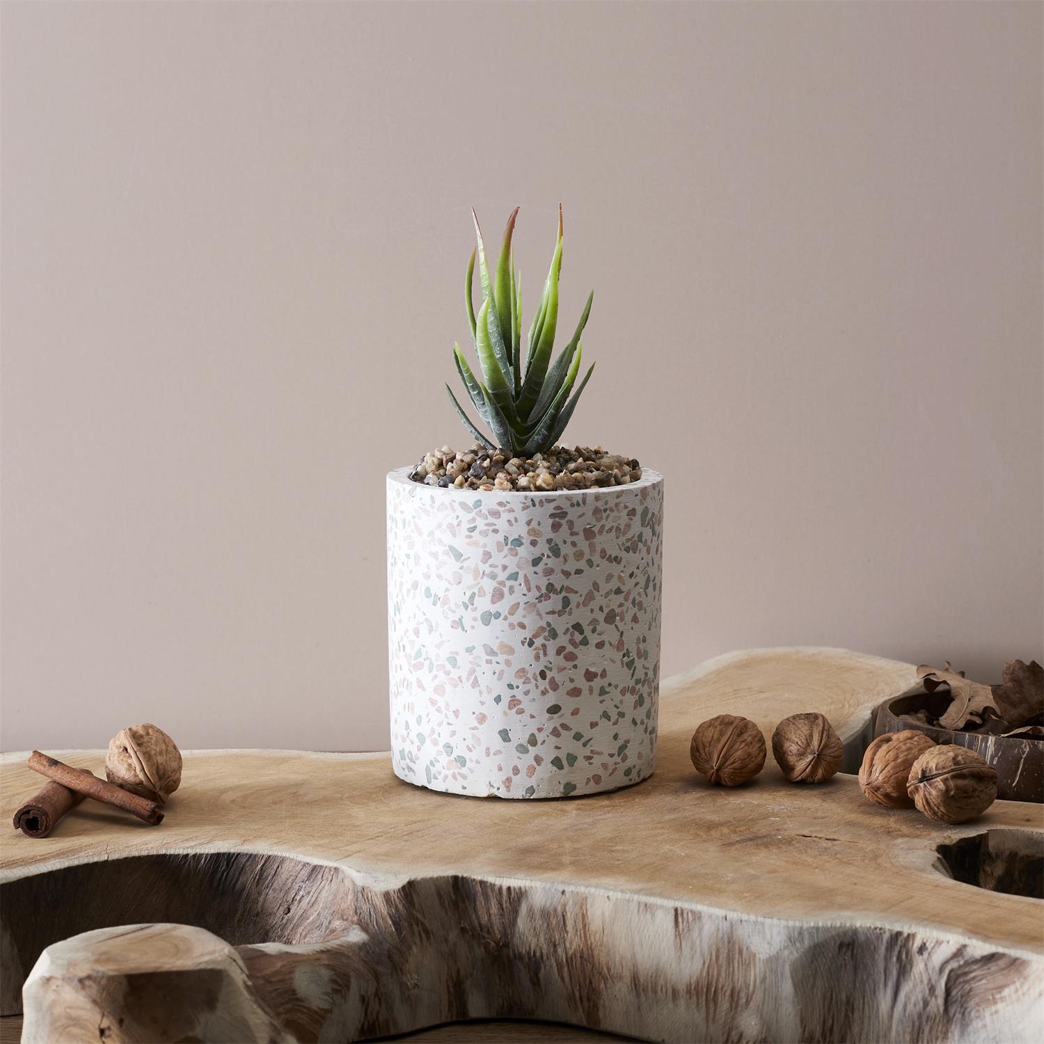 Plante artificielle pot terrazzo