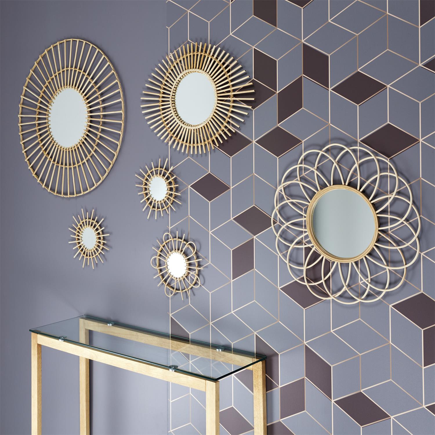 Miroir rotin rond 75cm