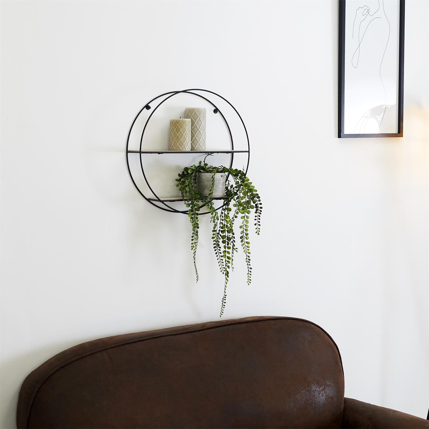Etagère bois métal rond 40x10x40cm