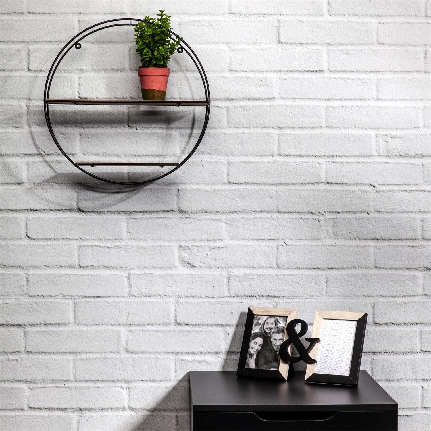 Etagère bois métal rond 40x10x40cm