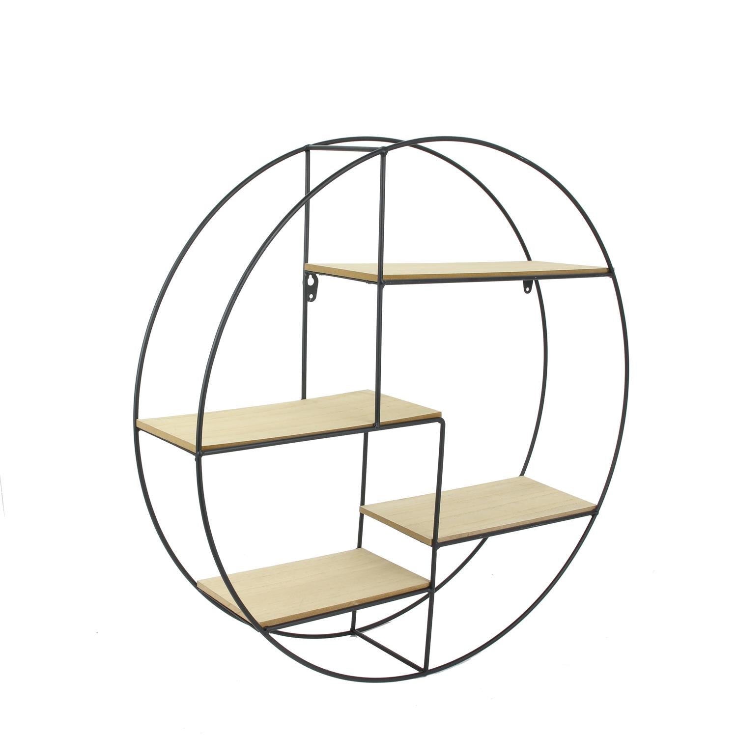 Etagère bois métal rond 50x12x50cm