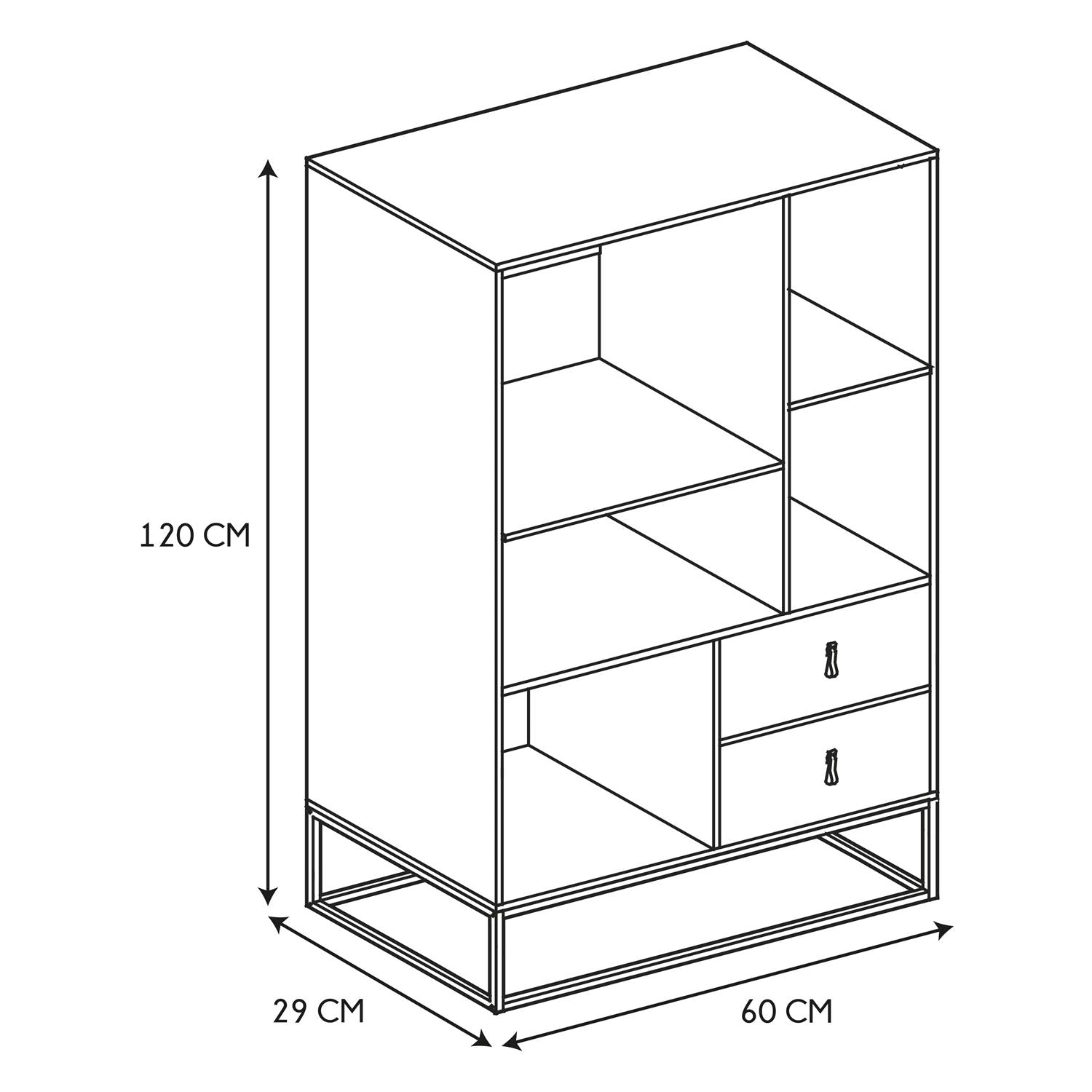 Bibliothèque bois et métal Abbott