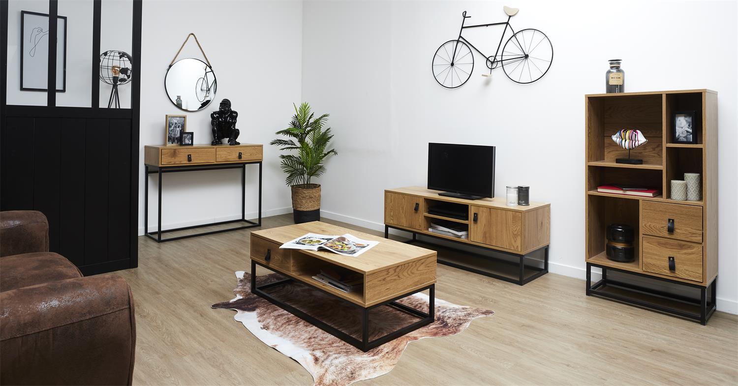 Meuble tv bois et métal Abbott