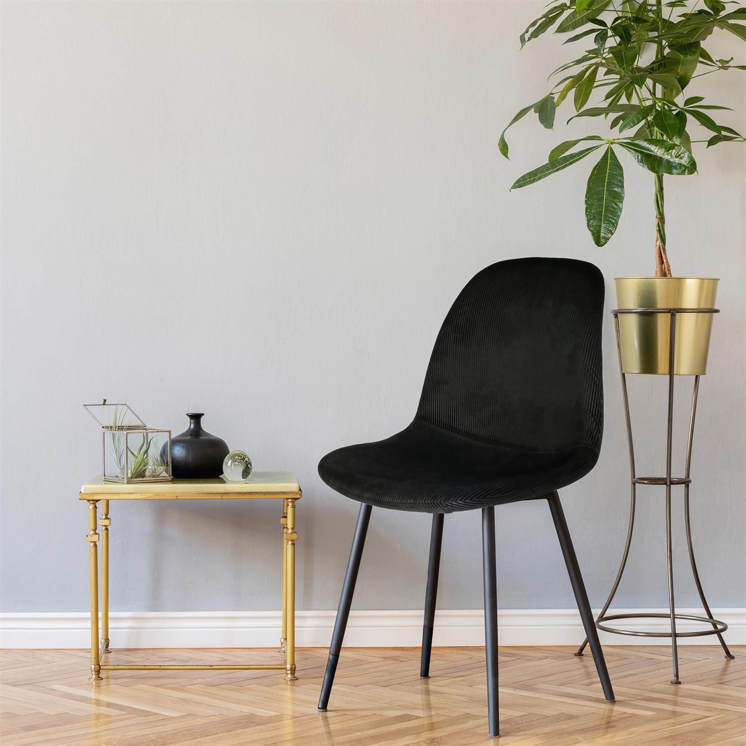 Chaise velours côtelé Giulia noir