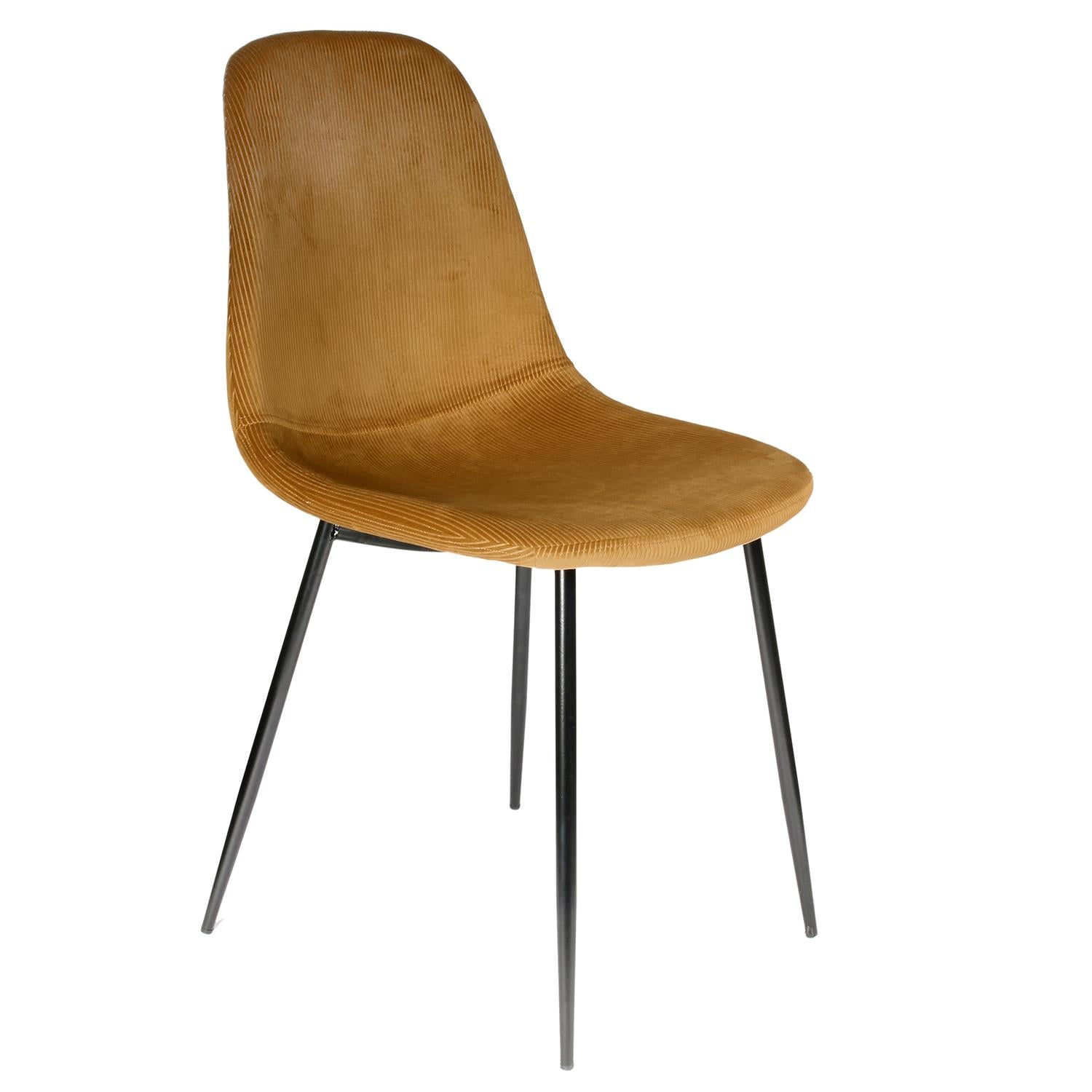 Chaise velours côtelé Giulia jaune moutarde