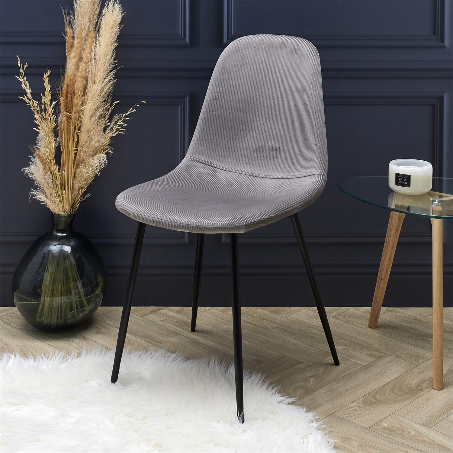 Chaise velours côtelé Giulia gris