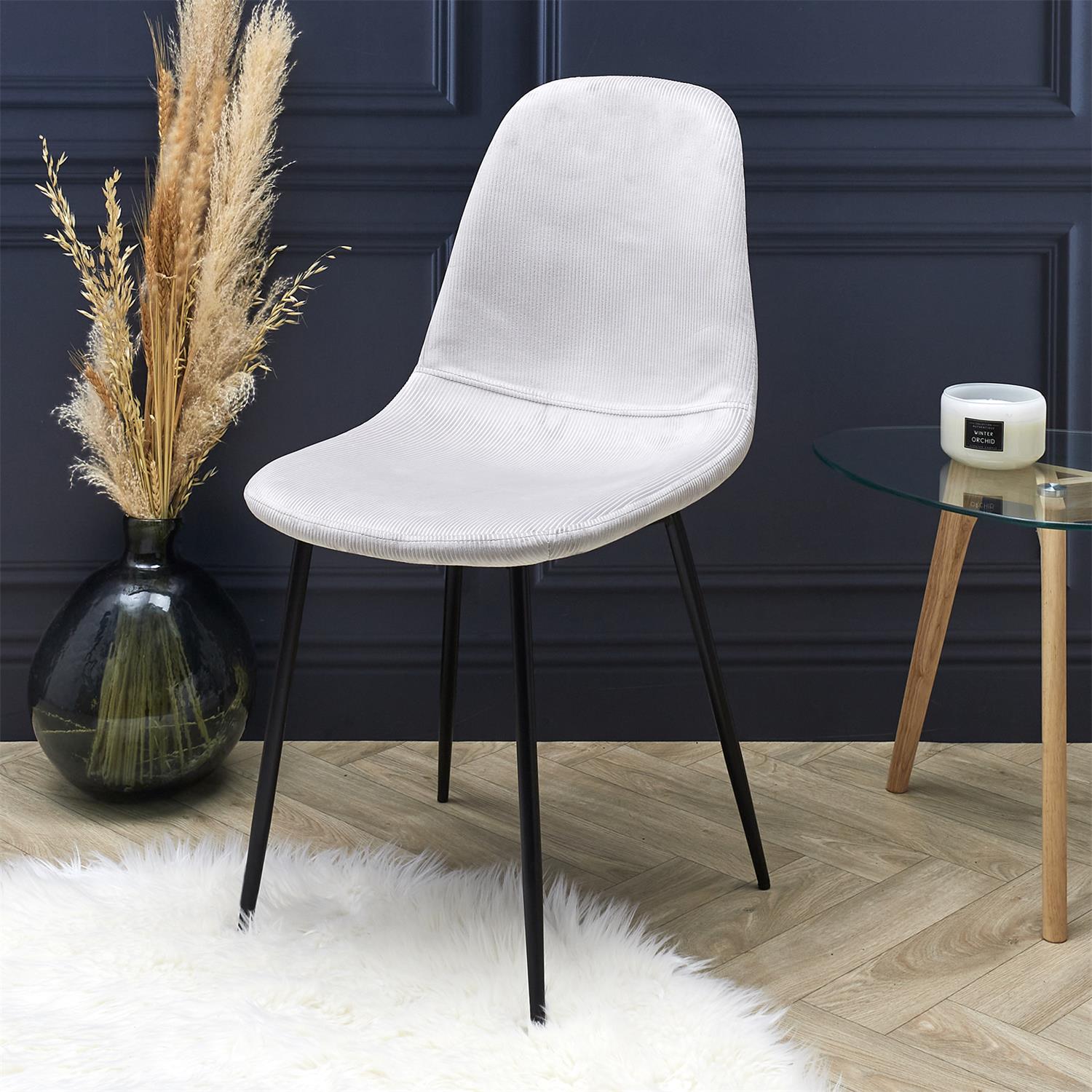 Chaise velours côtelé Giulia gris clair